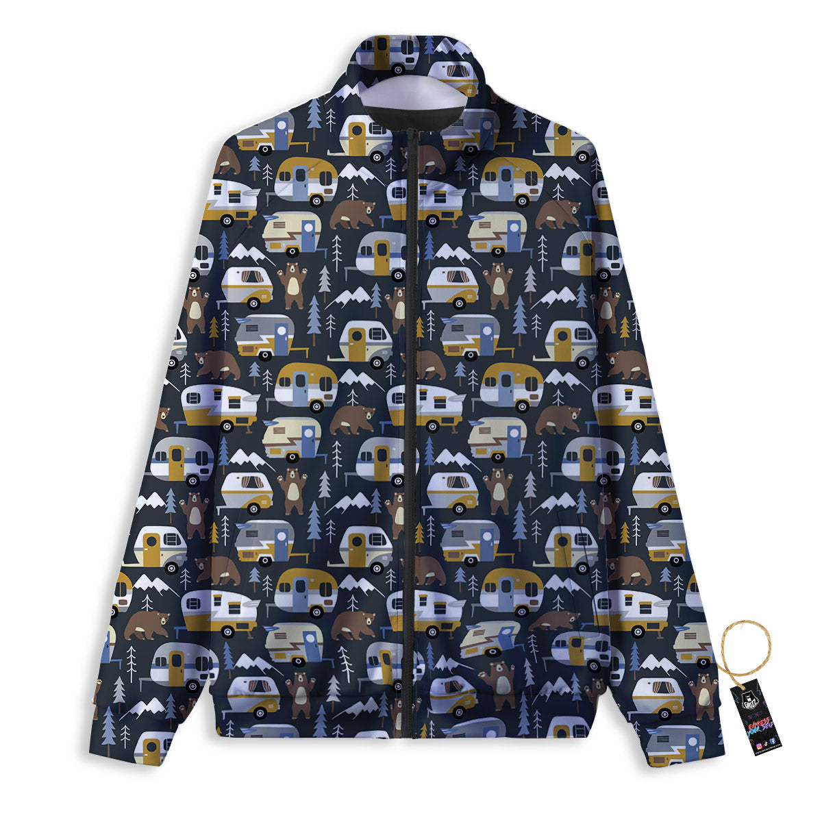 Van Camping Print Pattern Track Jacket-grizzshop