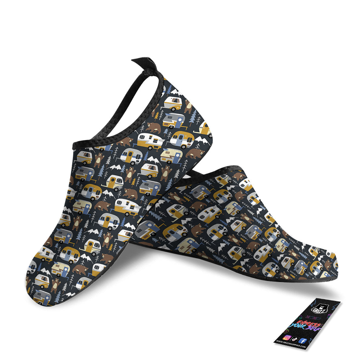 Van Camping Print Pattern Water Shoes-grizzshop