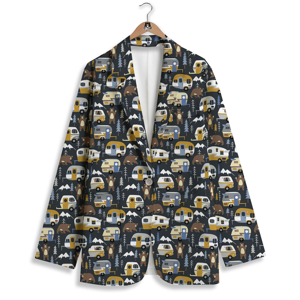 Van Camping Print Pattern Women's Blazer-grizzshop
