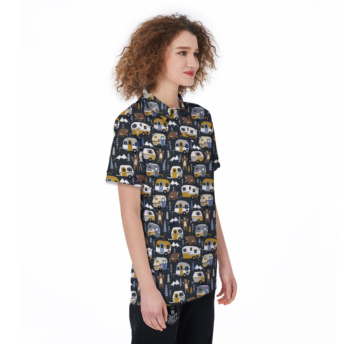 Van Camping Print Pattern Women's Golf Shirts-grizzshop