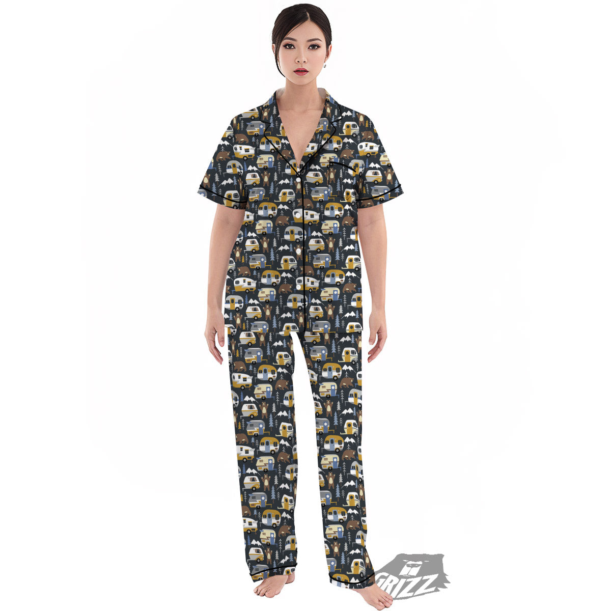 Van Camping Print Pattern Women's Pajamas Set-grizzshop