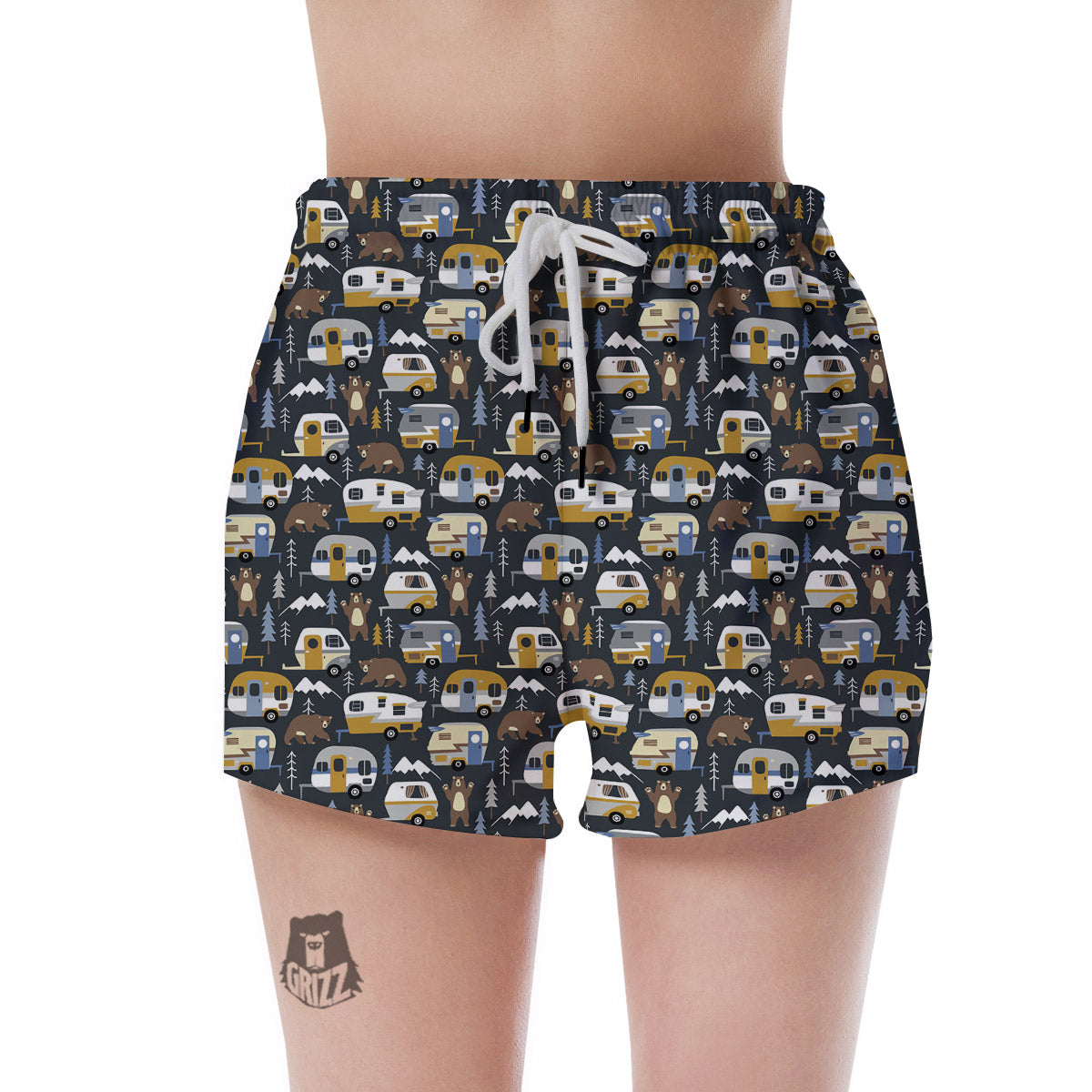 Van Camping Print Pattern Women's Shorts-grizzshop