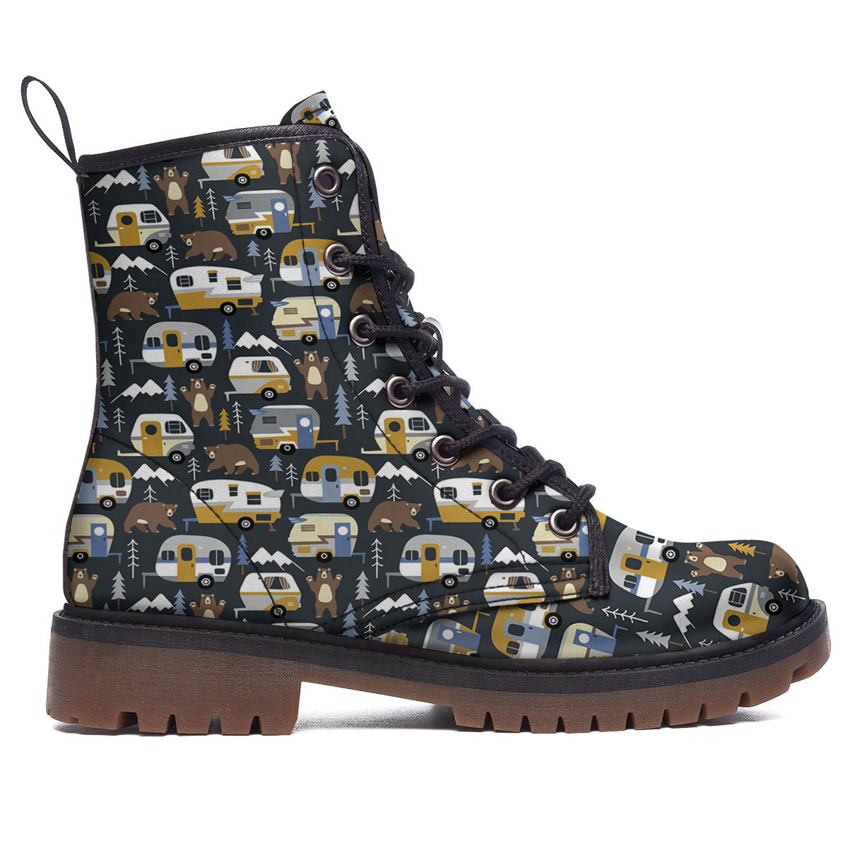 Van Camping Print Pattern Work Boots-grizzshop