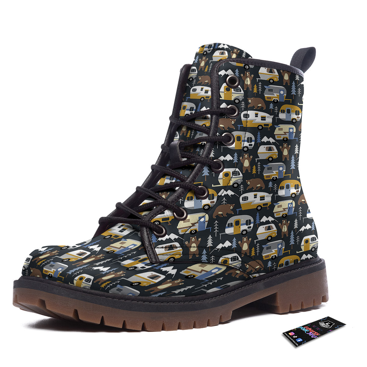 Van Camping Print Pattern Work Boots-grizzshop