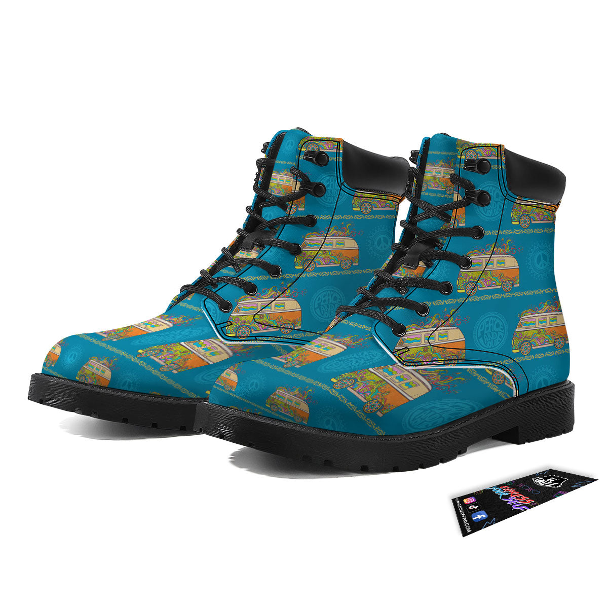 Van Hippie Vintage Print Pattern Boots-grizzshop