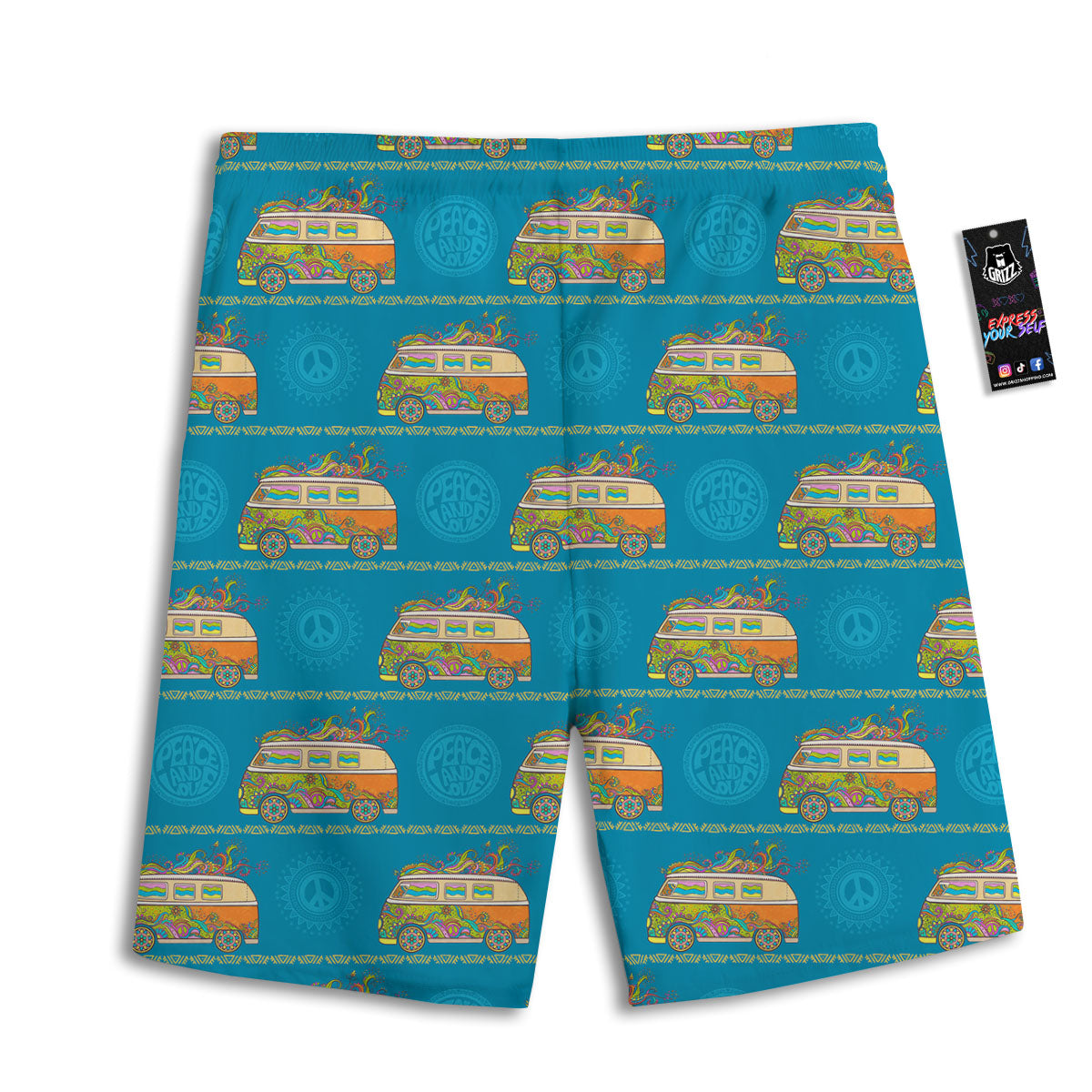 Van Hippie Vintage Print Pattern Men's Athletic Shorts