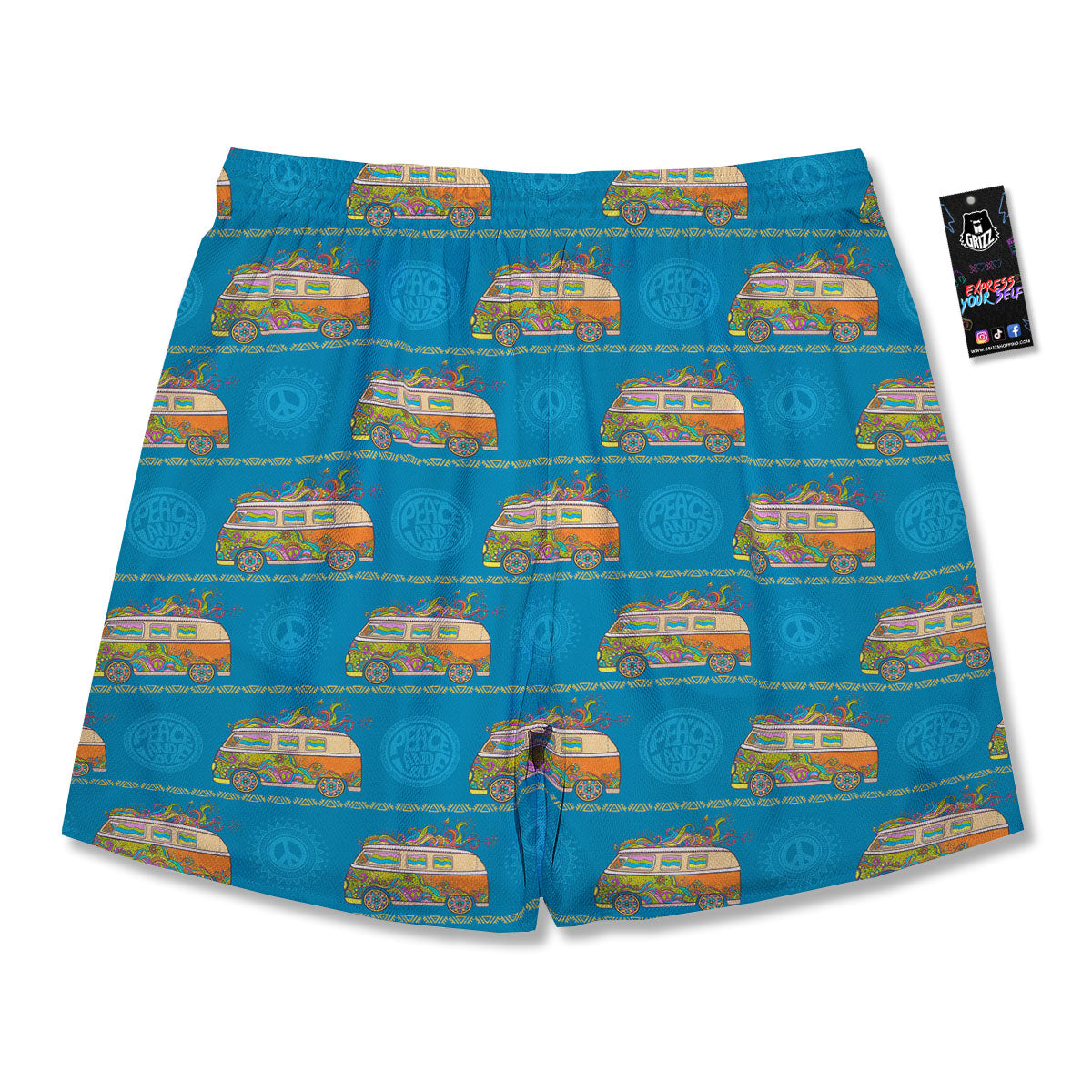 Van Hippie Vintage Print Pattern Men's Running Shorts-grizzshop