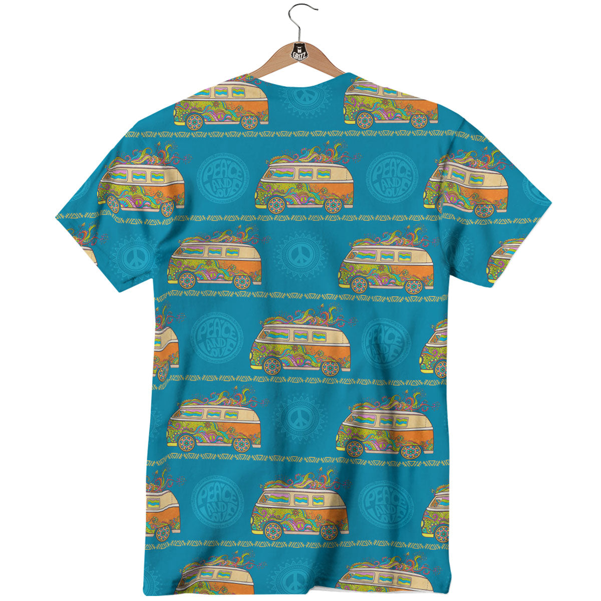 Van Hippie Vintage Print Pattern T-Shirt-grizzshop