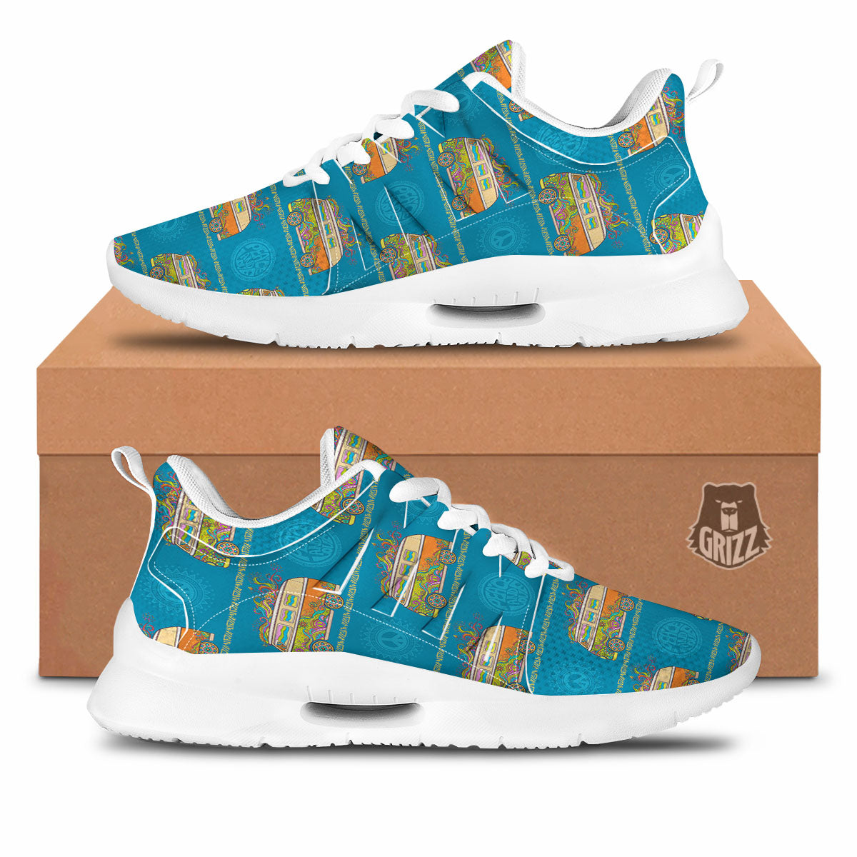 Van Hippie Vintage Print Pattern Tennis Shoes-grizzshop