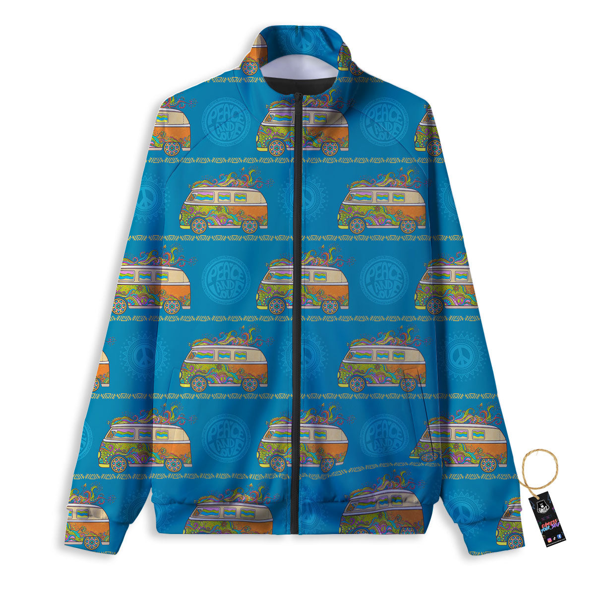 Van Hippie Vintage Print Pattern Track Jacket-grizzshop