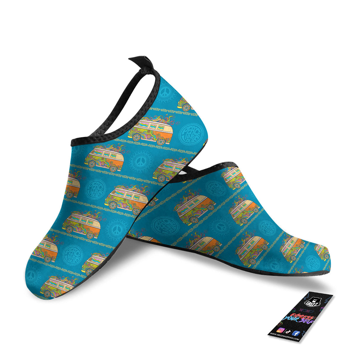 Van Hippie Vintage Print Pattern Water Shoes-grizzshop