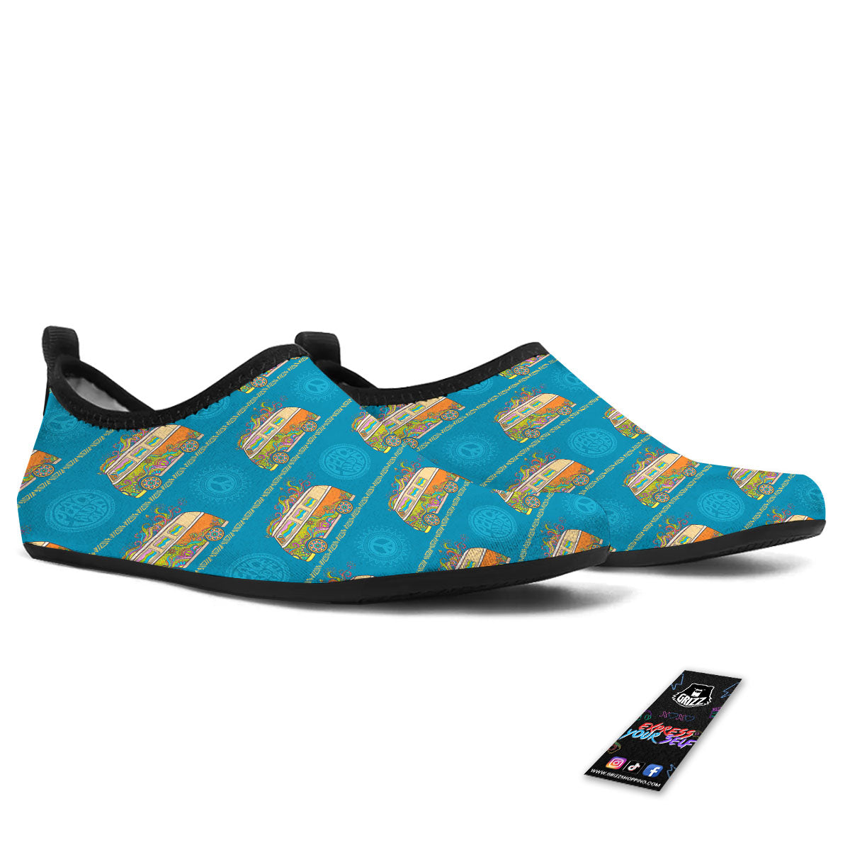 Van Hippie Vintage Print Pattern Water Shoes-grizzshop