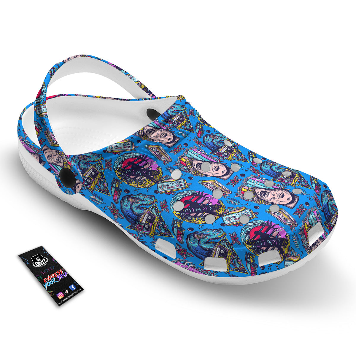 Vaporwave Art Cyberpunk Print Pattern Clog-grizzshop