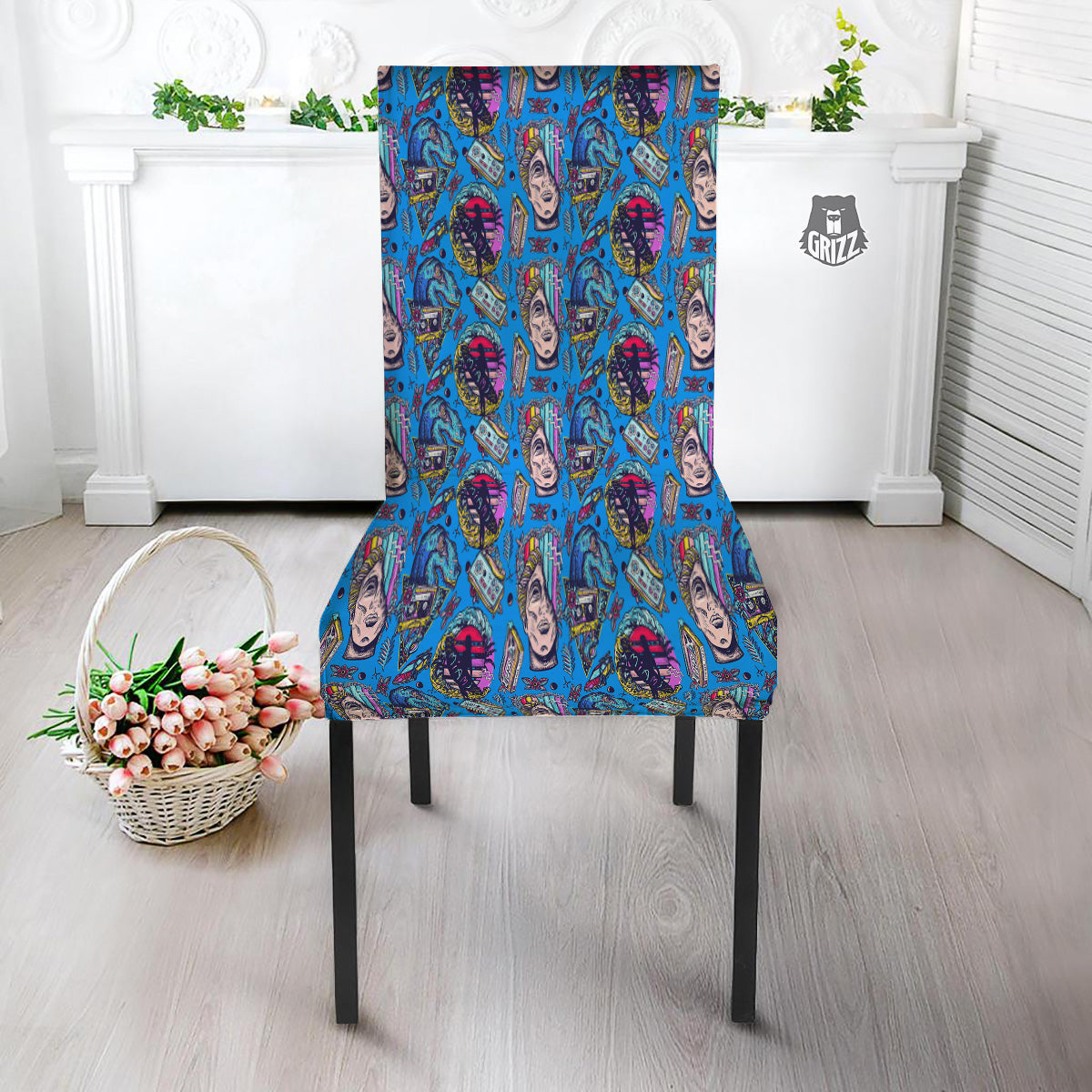 Vaporwave Art Cyberpunk Print Pattern Dining Chair Slipcover-grizzshop