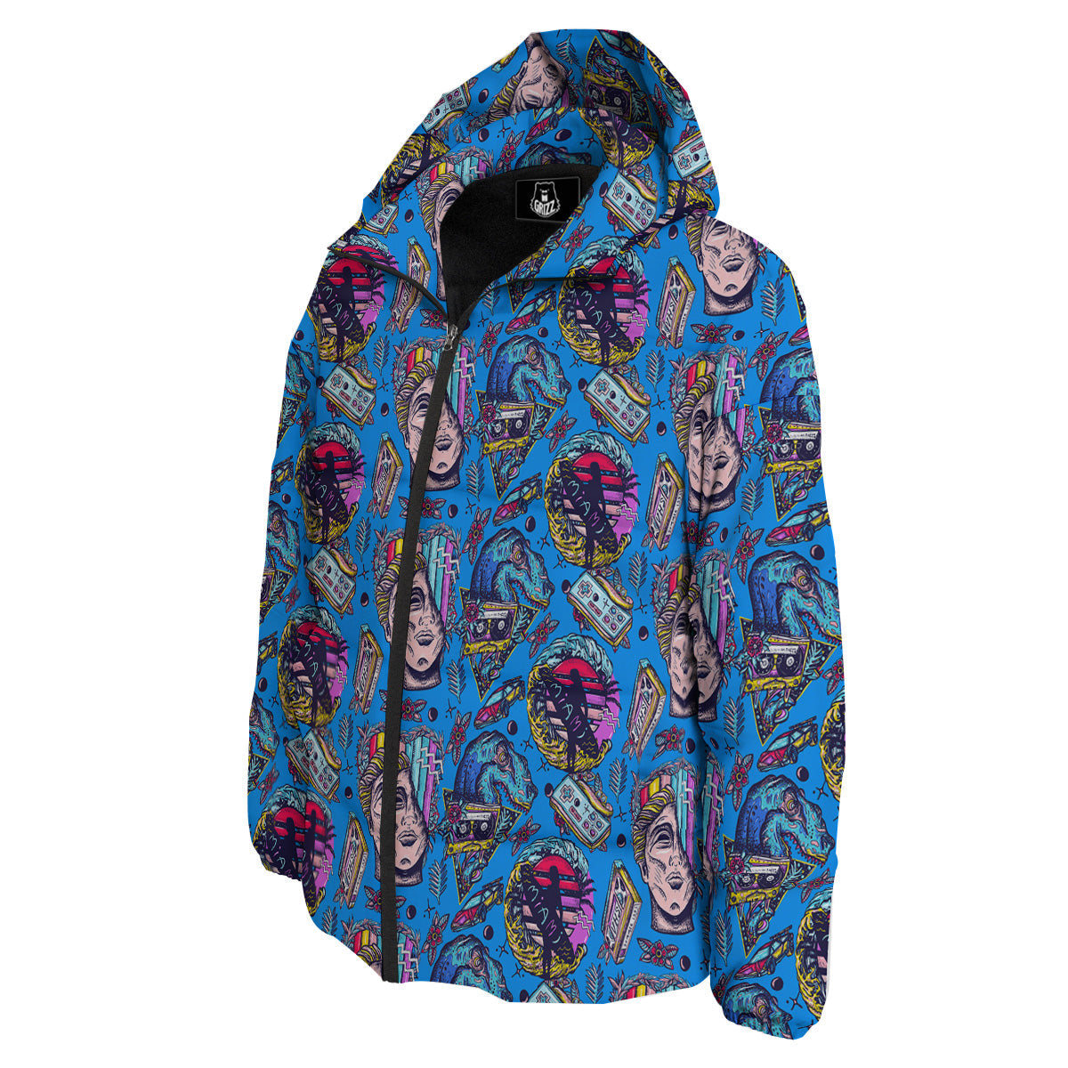 Vaporwave Art Cyberpunk Print Pattern Down Jacket-grizzshop