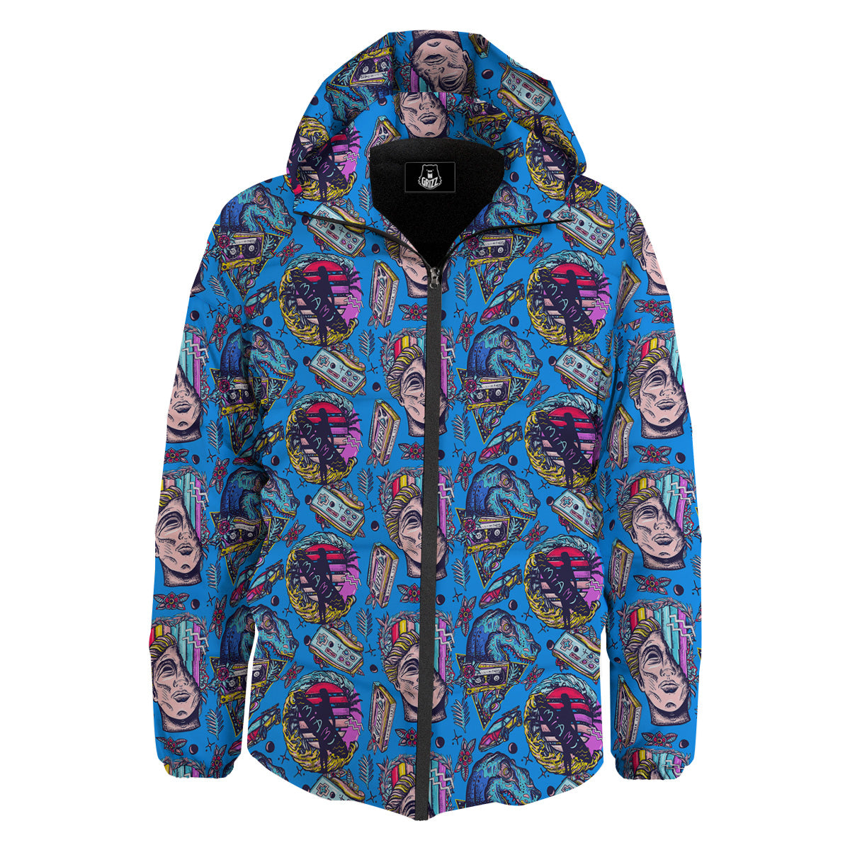 Vaporwave Art Cyberpunk Print Pattern Down Jacket-grizzshop