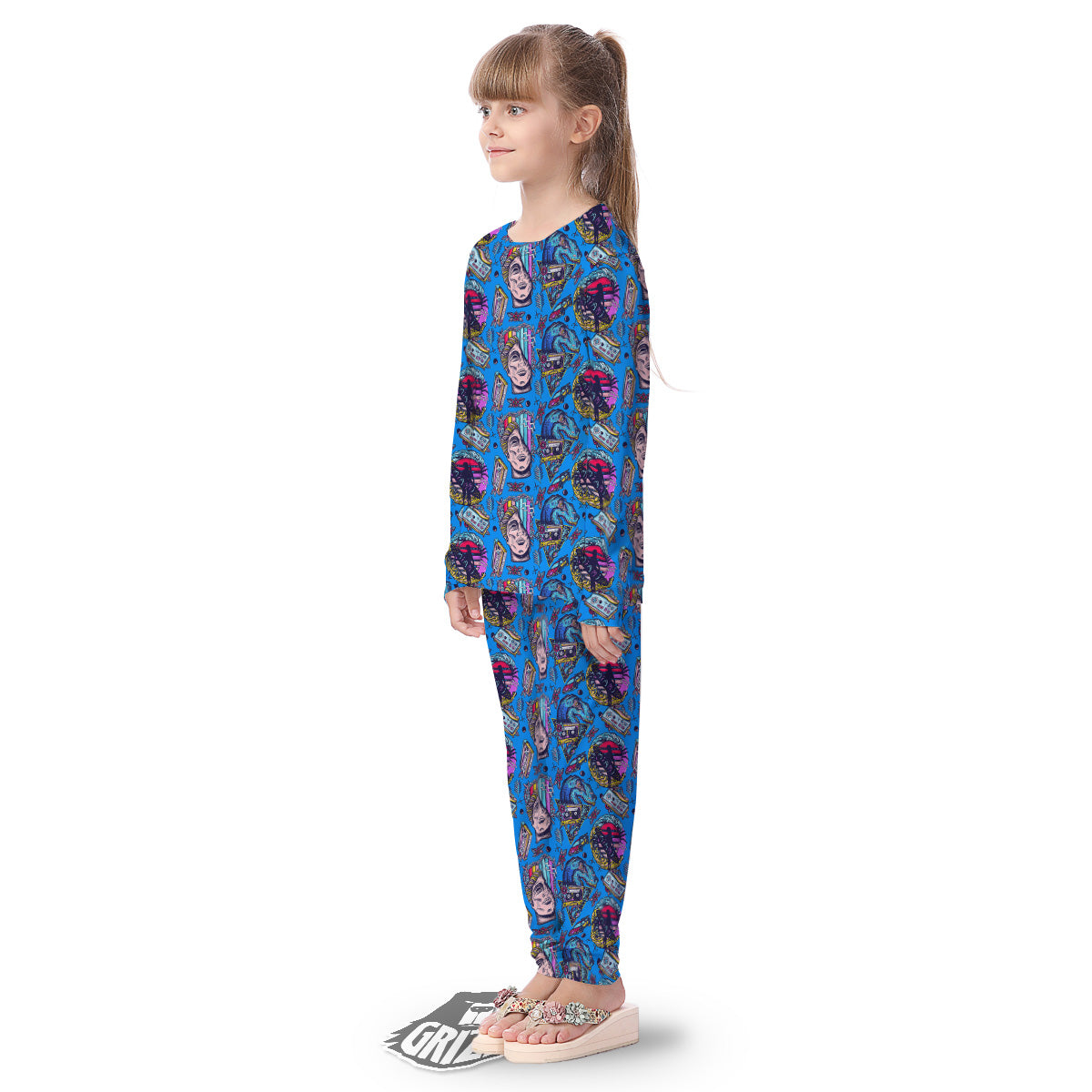 Vaporwave Art Cyberpunk Print Pattern Kid's Pajamas-grizzshop