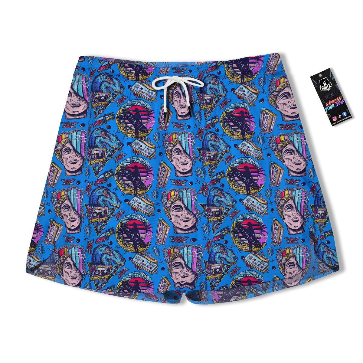 Vaporwave Art Cyberpunk Print Pattern Men's Running Shorts-grizzshop