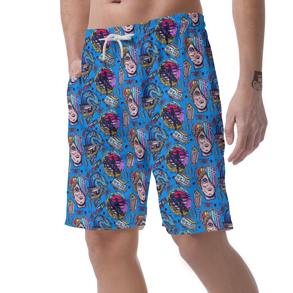 Vaporwave Art Cyberpunk Print Pattern Men's Shorts-grizzshop