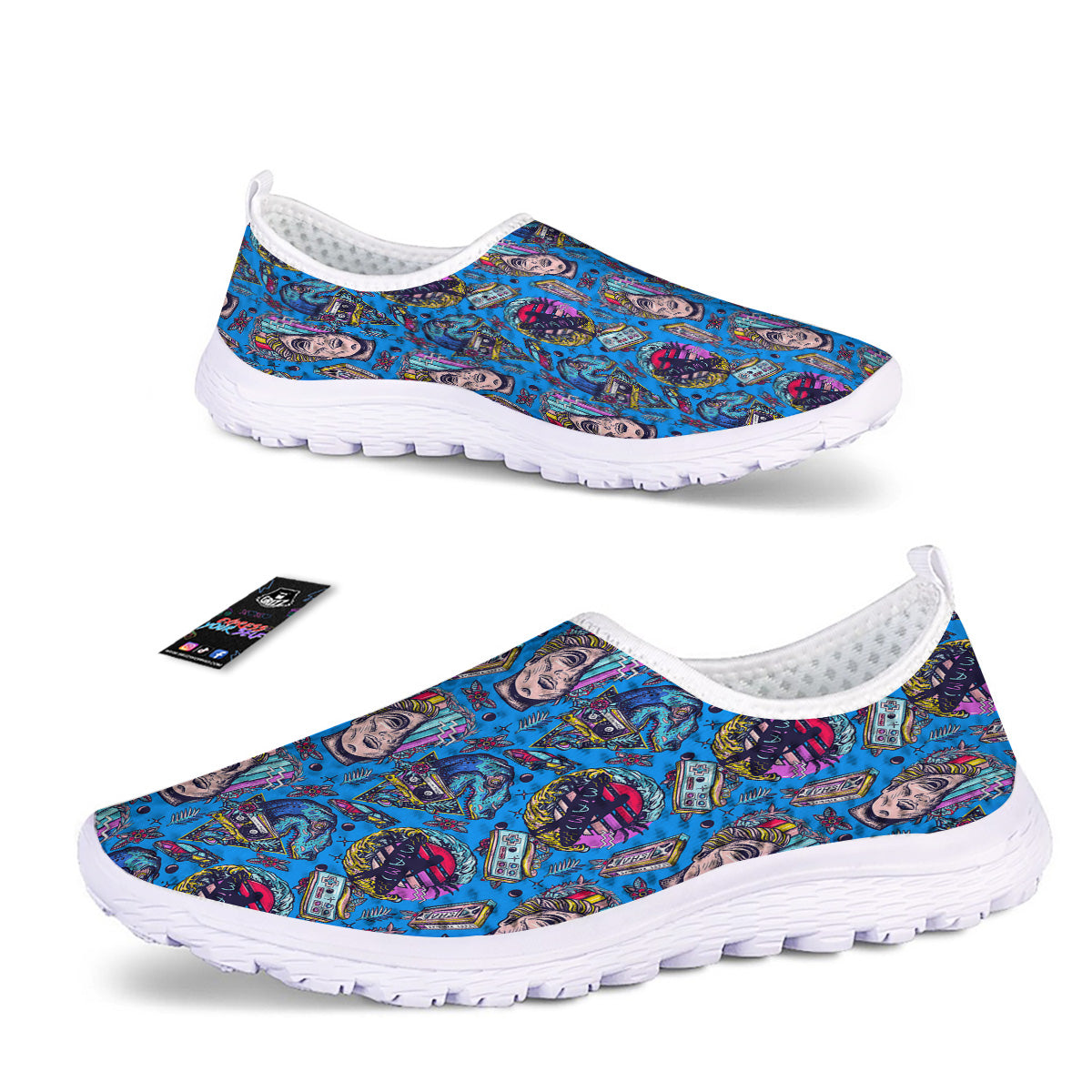 Vaporwave Art Cyberpunk Print Pattern Nurse Shoes-grizzshop