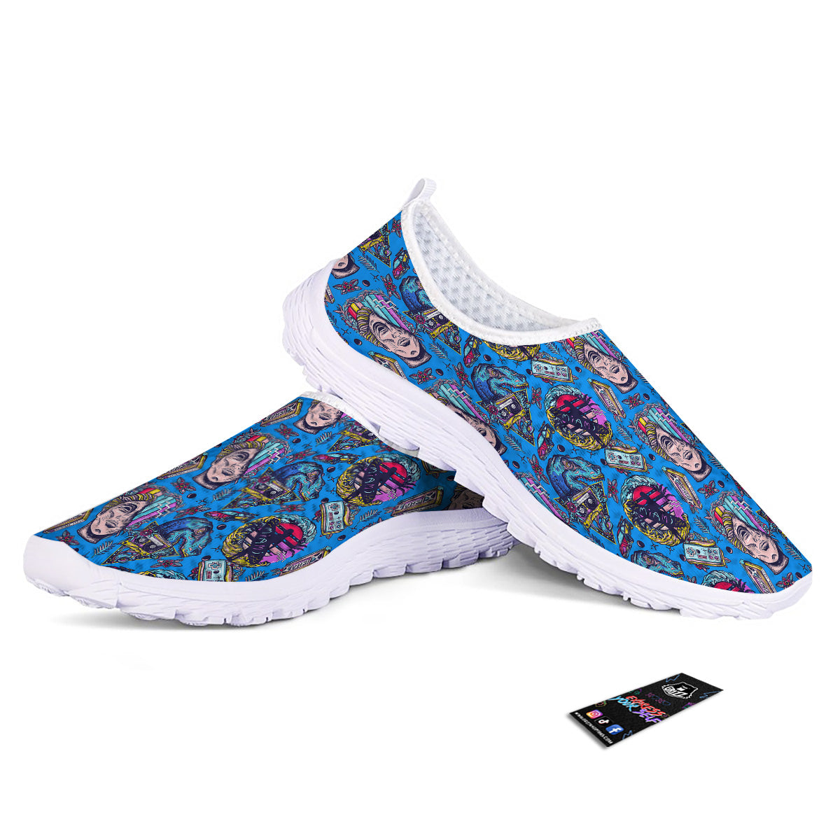 Vaporwave Art Cyberpunk Print Pattern Nurse Shoes-grizzshop