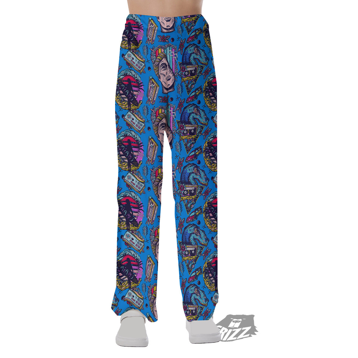 Vaporwave Art Cyberpunk Print Pattern Pajama Pants-grizzshop