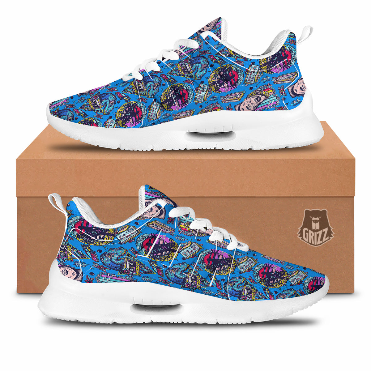Vaporwave Art Cyberpunk Print Pattern Tennis Shoes-grizzshop