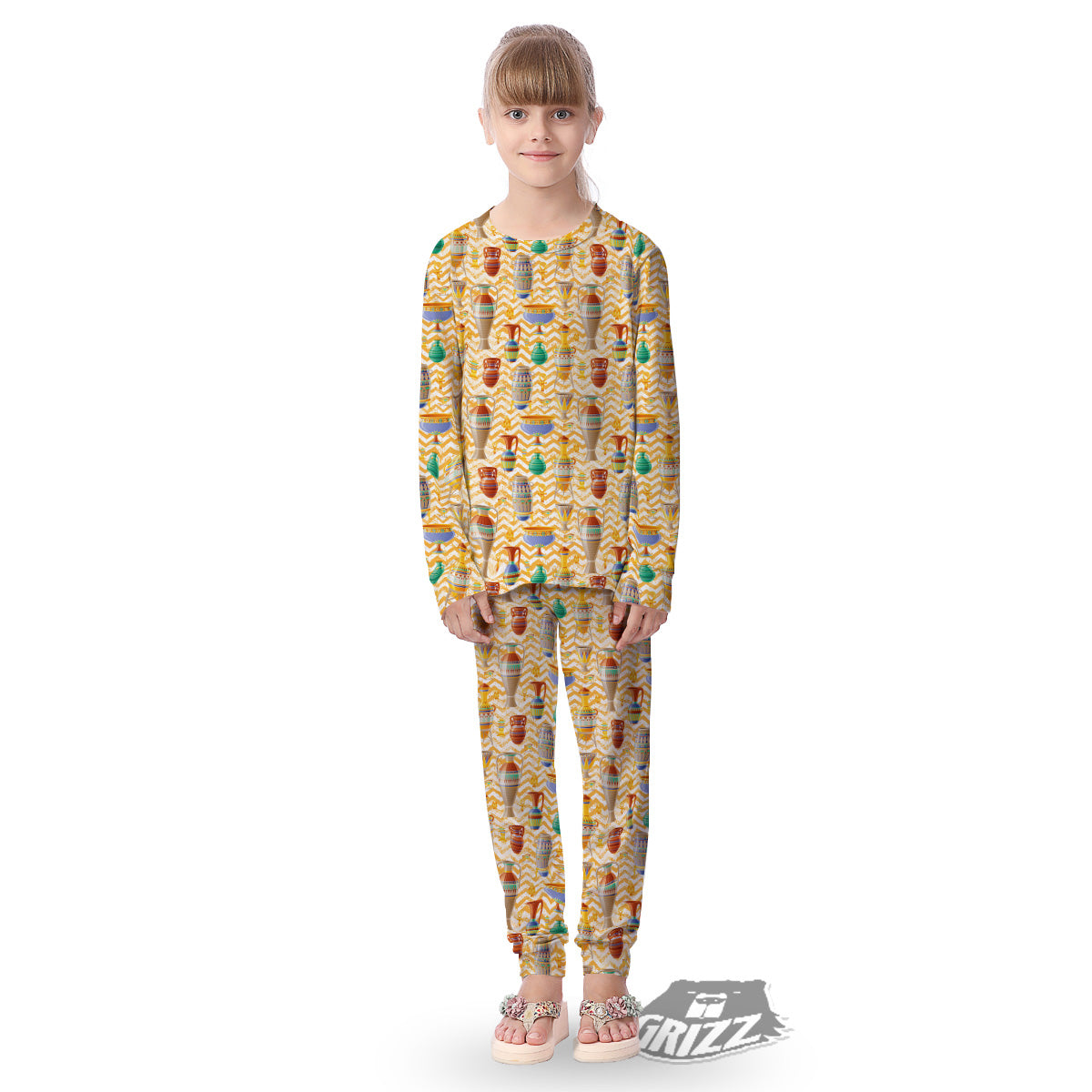 Vase And Pottery Ancient Egyptian Print Pattern Kid's Pajamas-grizzshop