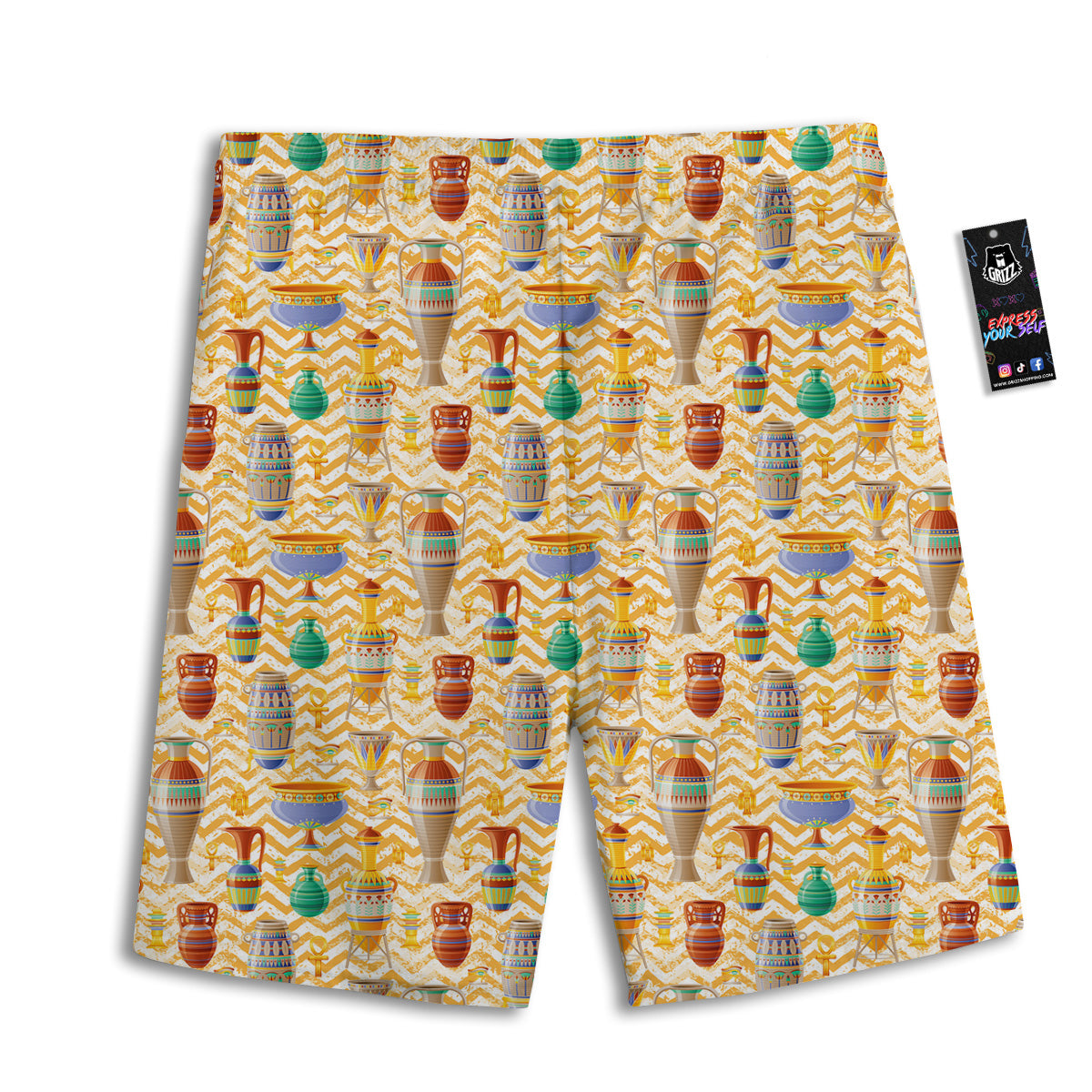 Vase And Pottery Ancient Egyptian Print Pattern Men's Athletic Shorts