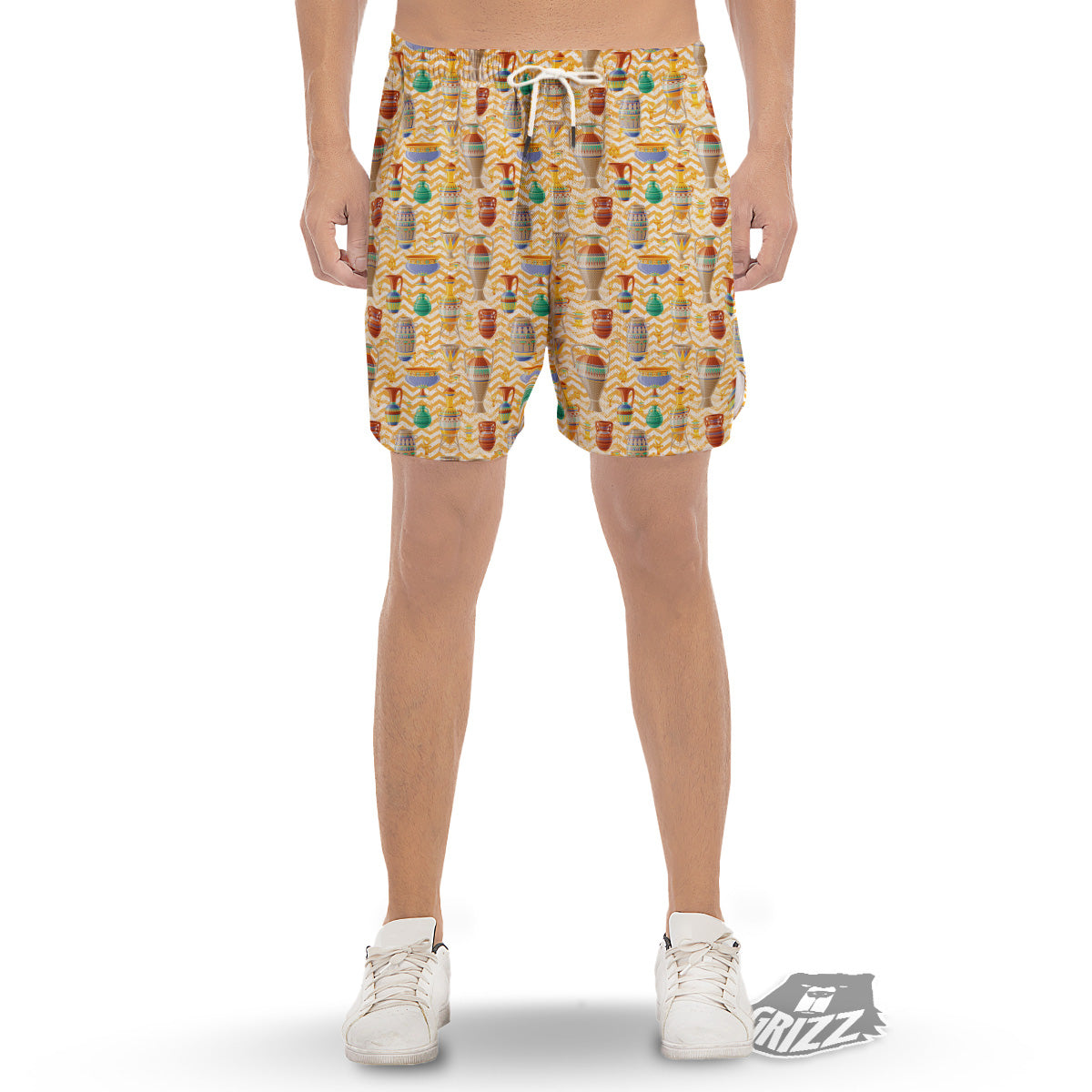 Vase And Pottery Ancient Egyptian Print Pattern Men's Gym Shorts-grizzshop