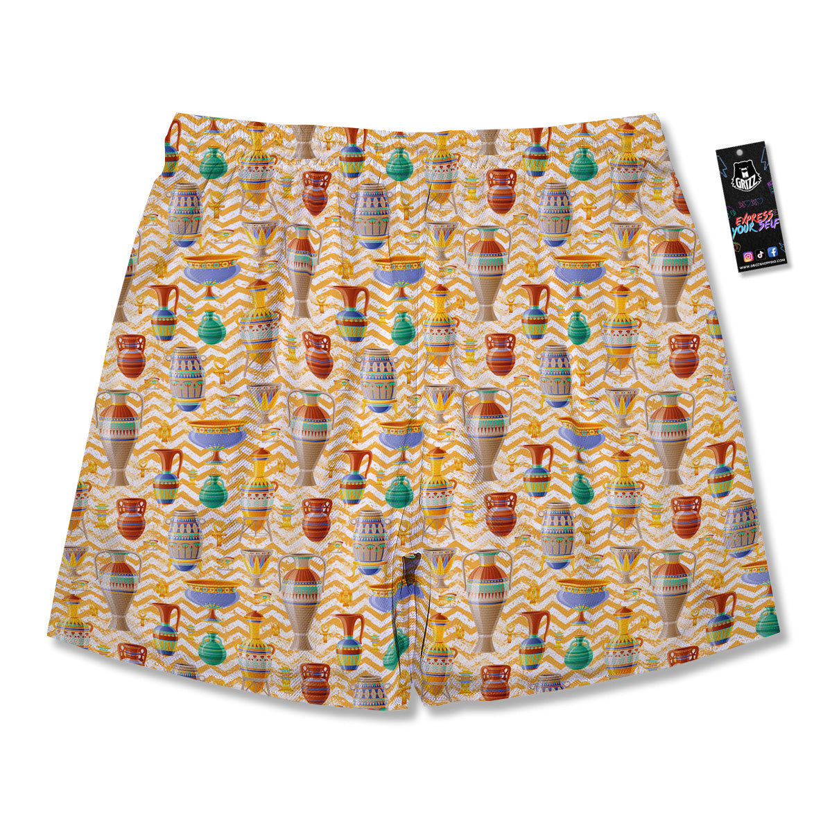 Vase And Pottery Ancient Egyptian Print Pattern Men's Running Shorts-grizzshop
