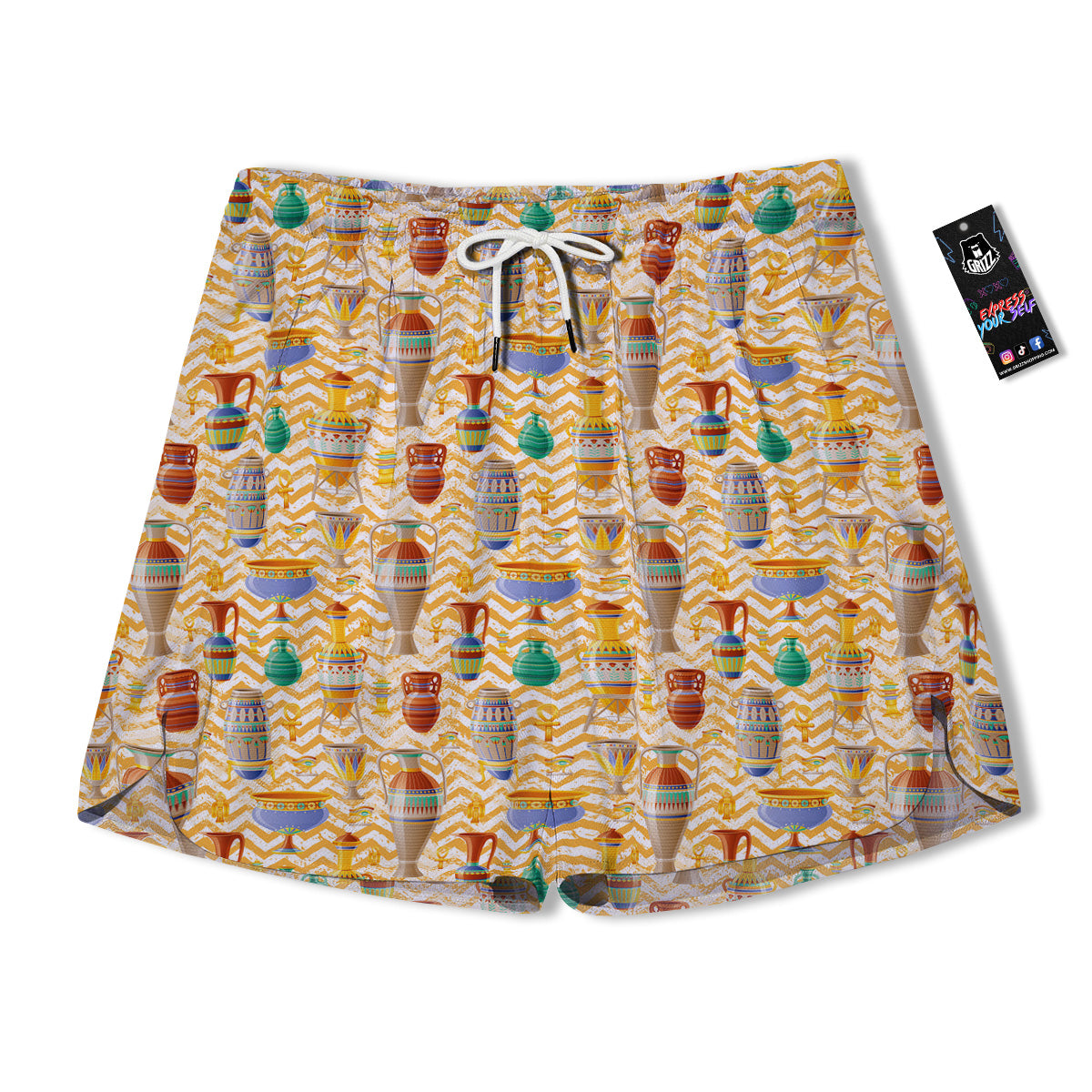 Vase And Pottery Ancient Egyptian Print Pattern Men's Running Shorts-grizzshop