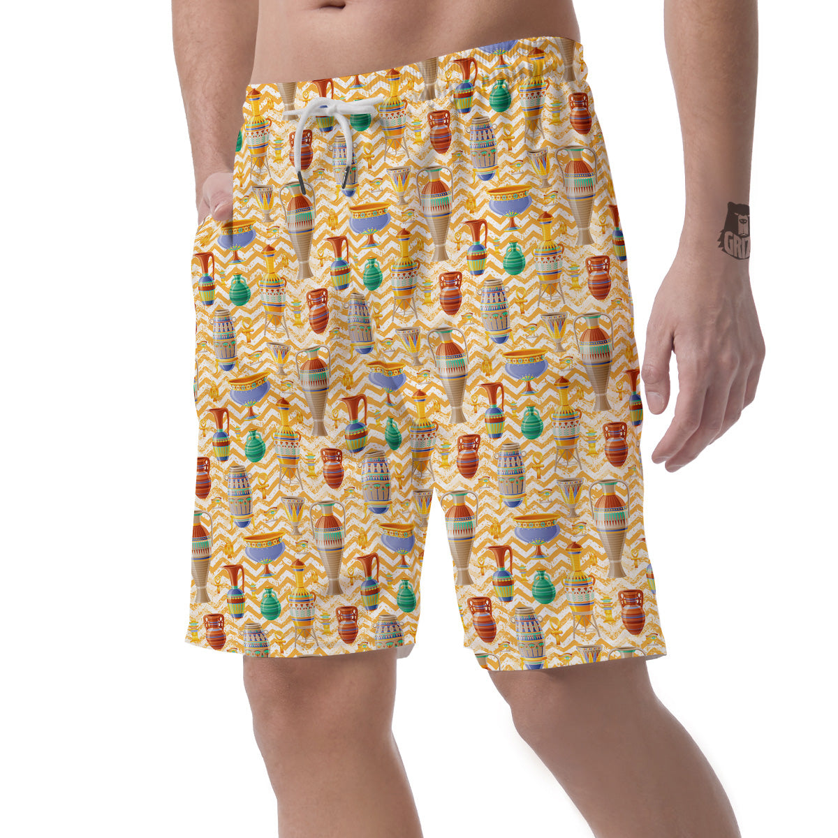 Vase And Pottery Ancient Egyptian Print Pattern Men's Shorts-grizzshop