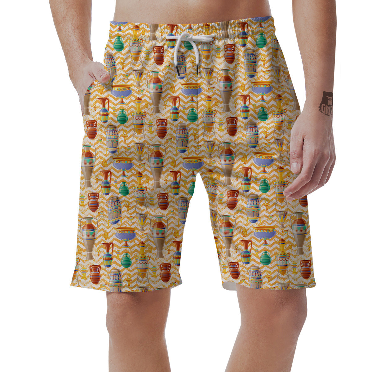 Vase And Pottery Ancient Egyptian Print Pattern Men's Shorts-grizzshop