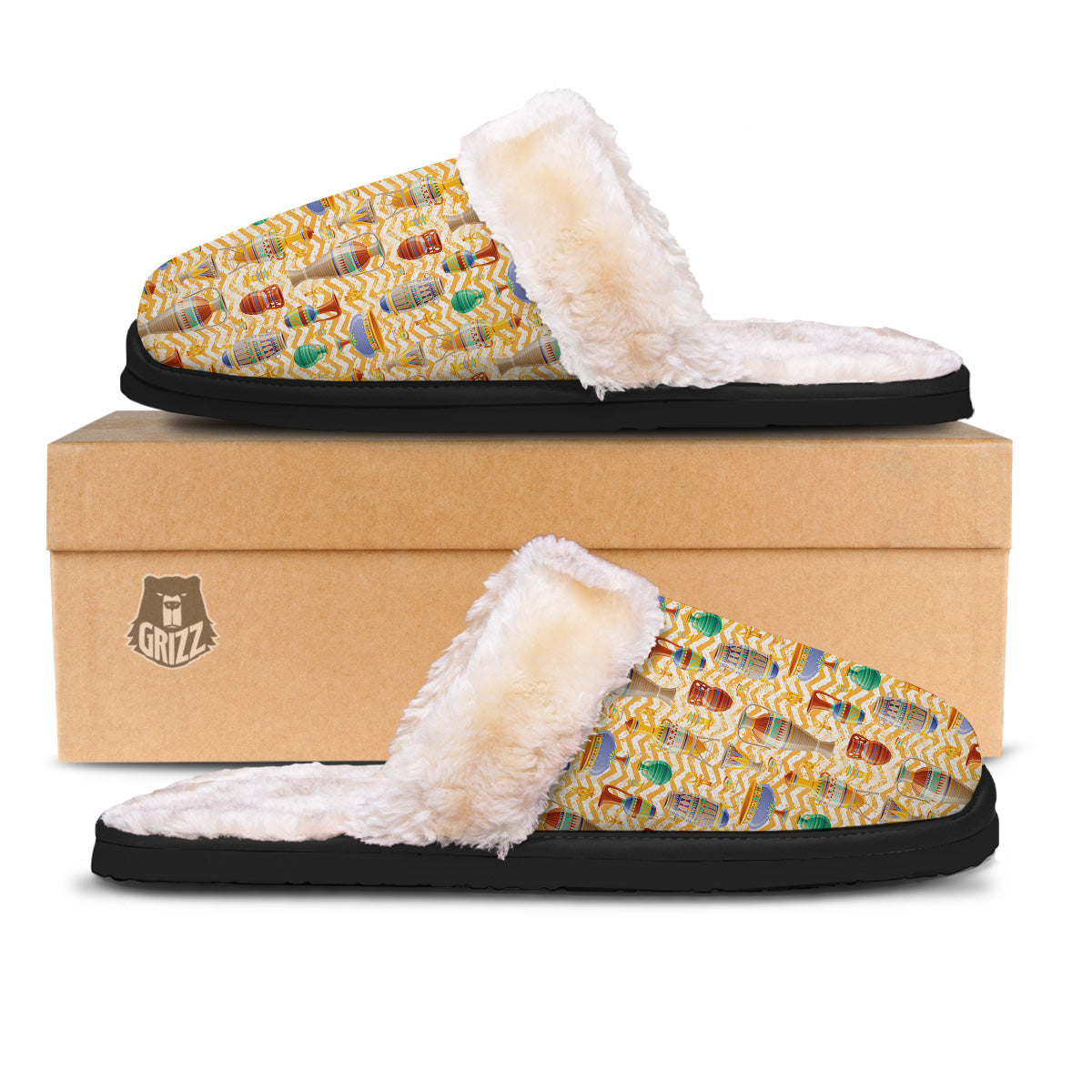 Vase And Pottery Ancient Egyptian Print Pattern Slippers-grizzshop