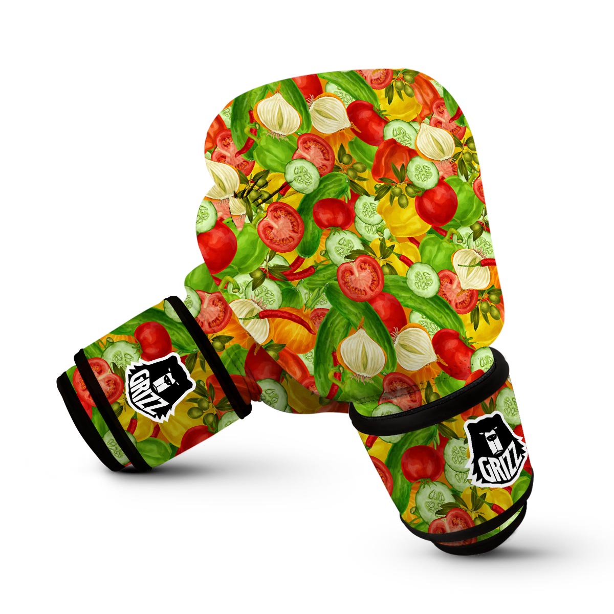 Vegan Colorful Pattern Print Boxing Gloves-grizzshop