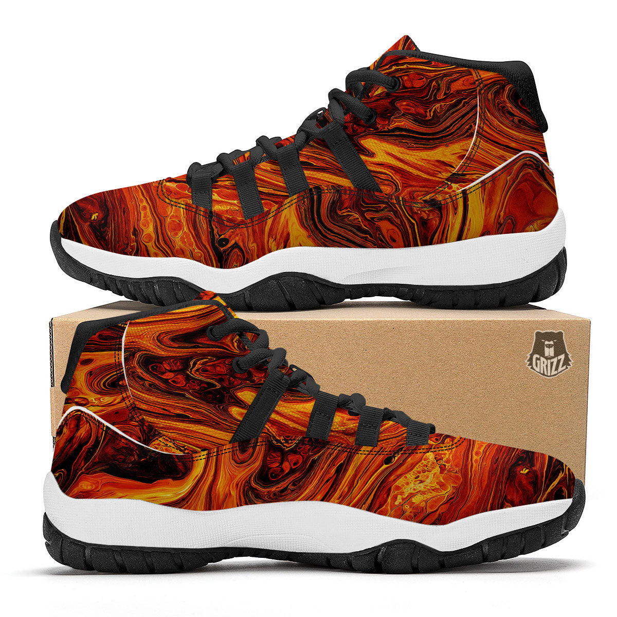Vegan Cute Print Pattern Black Bball Shoes-grizzshop