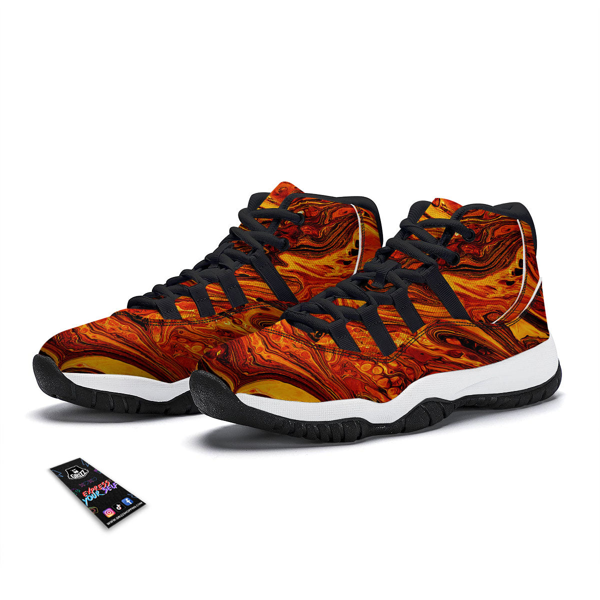 Vegan Cute Print Pattern Black Bball Shoes-grizzshop