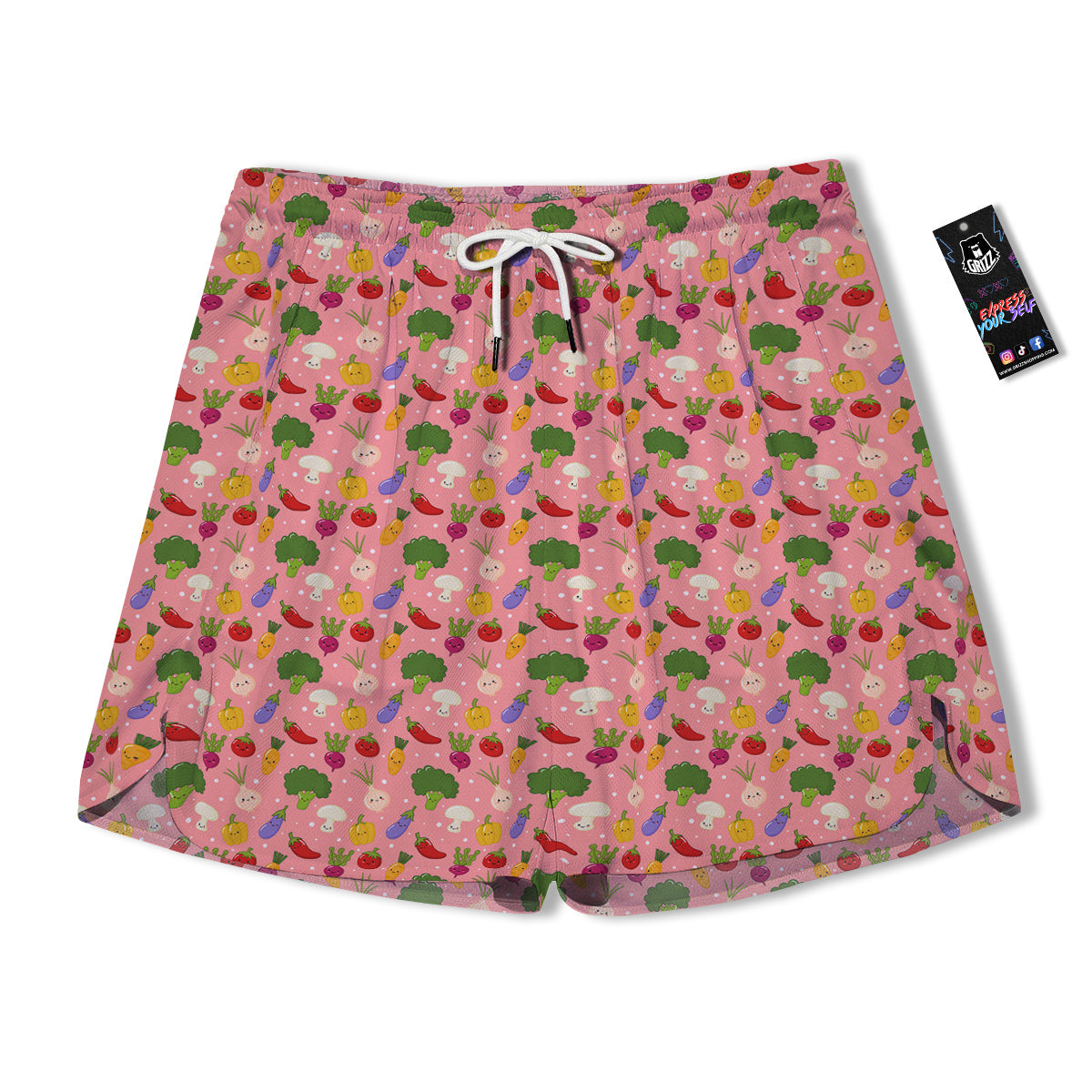 Vegan Cute Print Pattern Men's Running Shorts-grizzshop