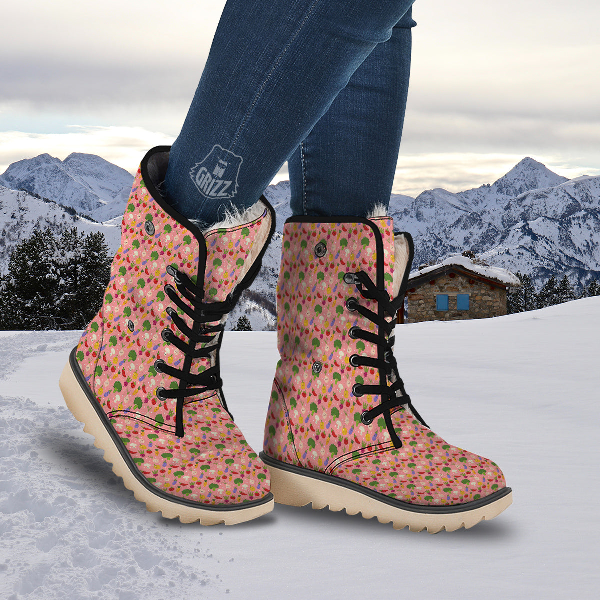 Vegan Cute Print Pattern Snow Boots-grizzshop