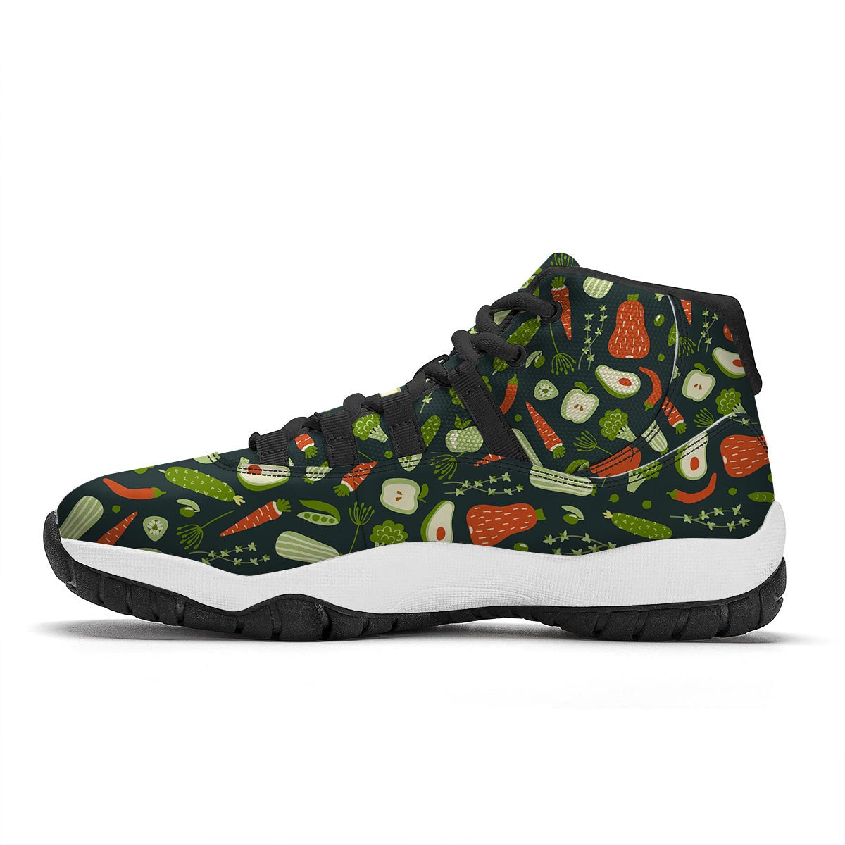 Vegan Pattern Print Black Bball Shoes-grizzshop