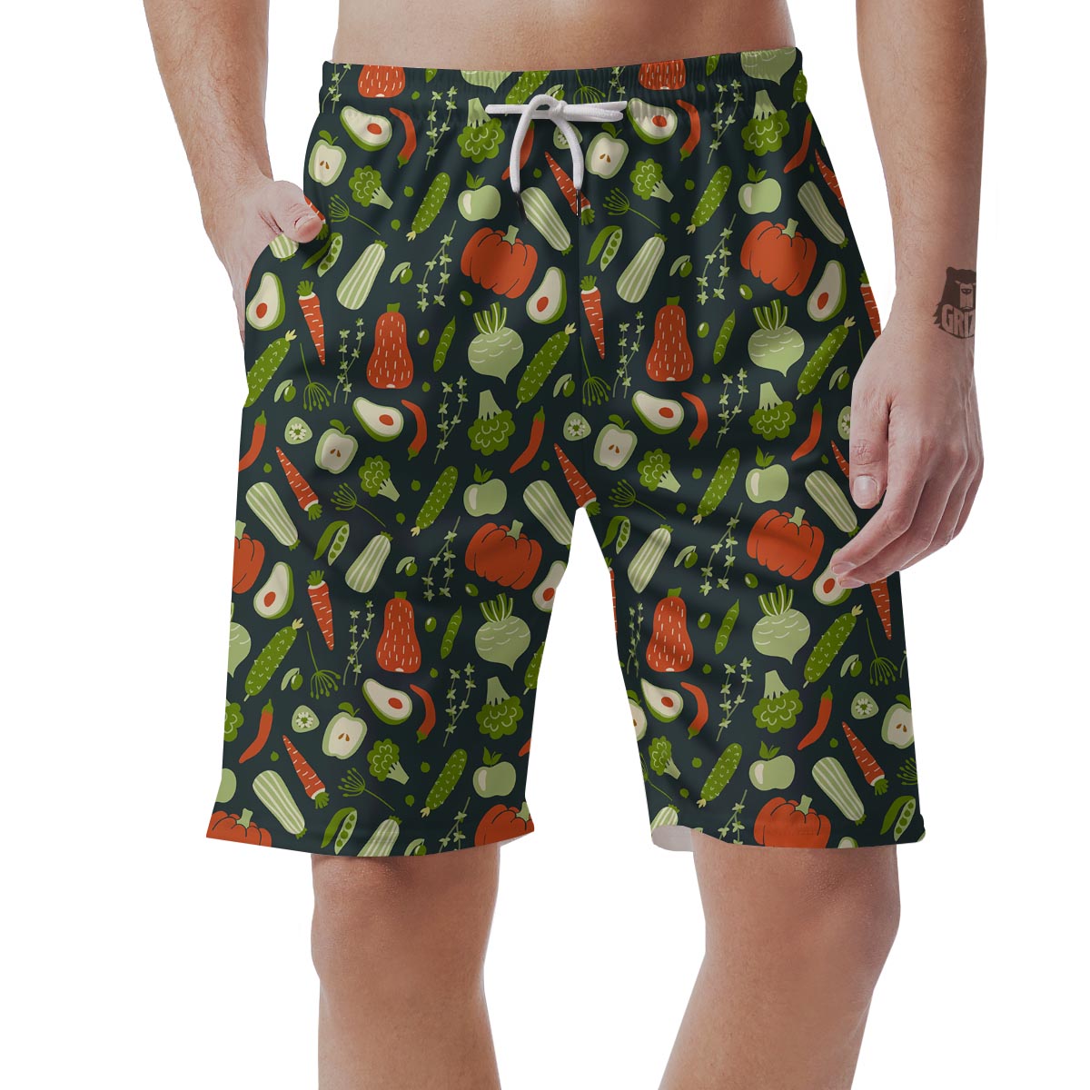 Vegan Pattern Print Men's Shorts-grizzshop