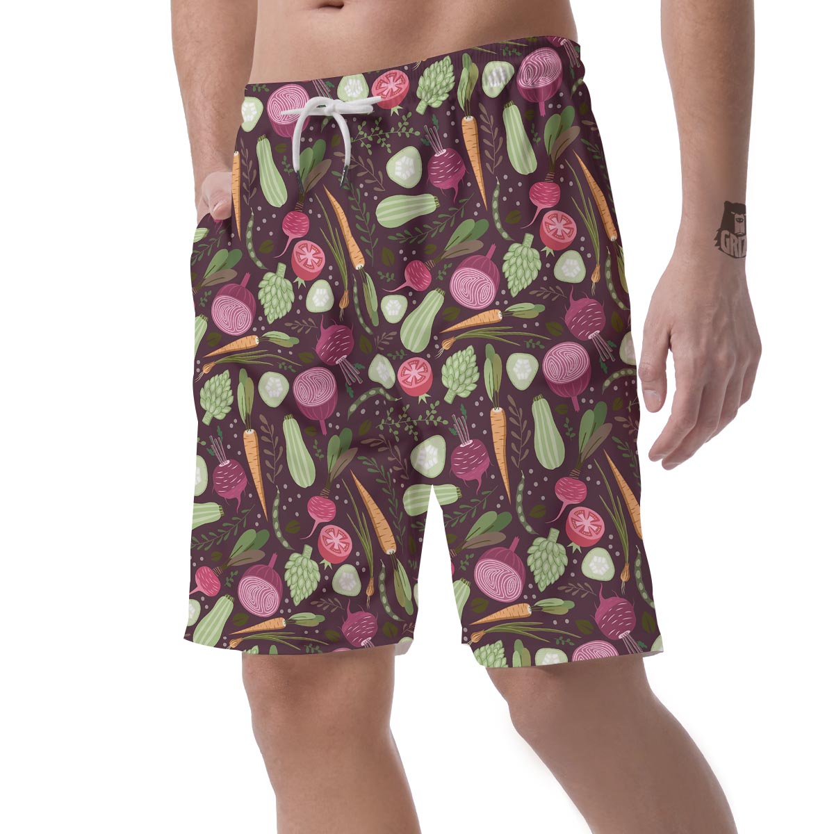 Vegan Print Pattern Men's Shorts-grizzshop