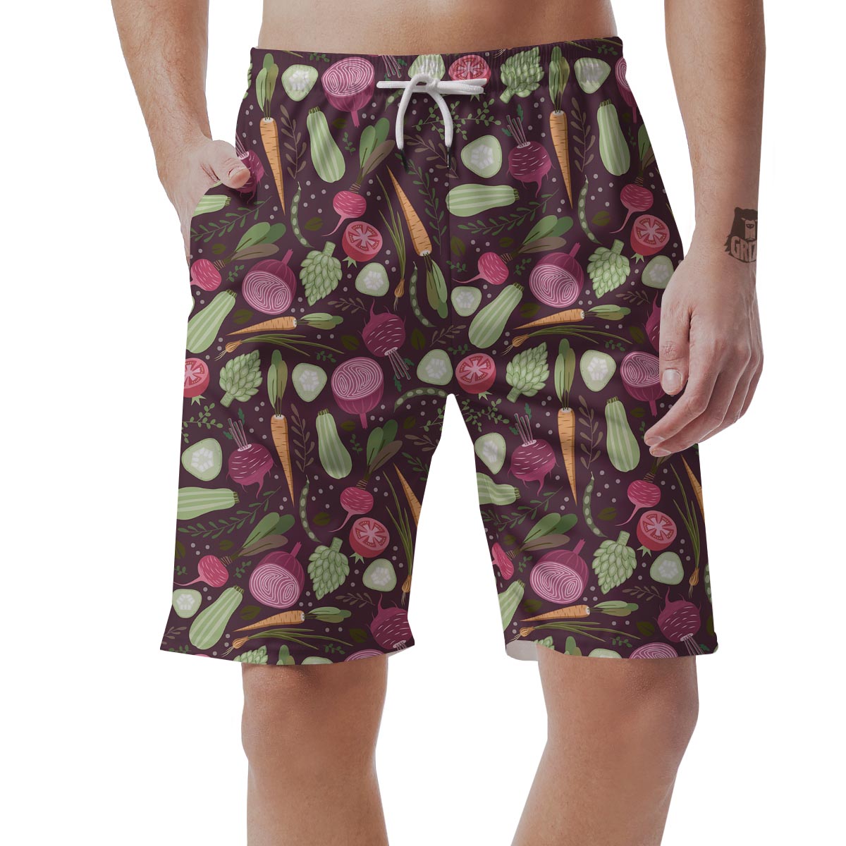 Vegan Print Pattern Men's Shorts-grizzshop