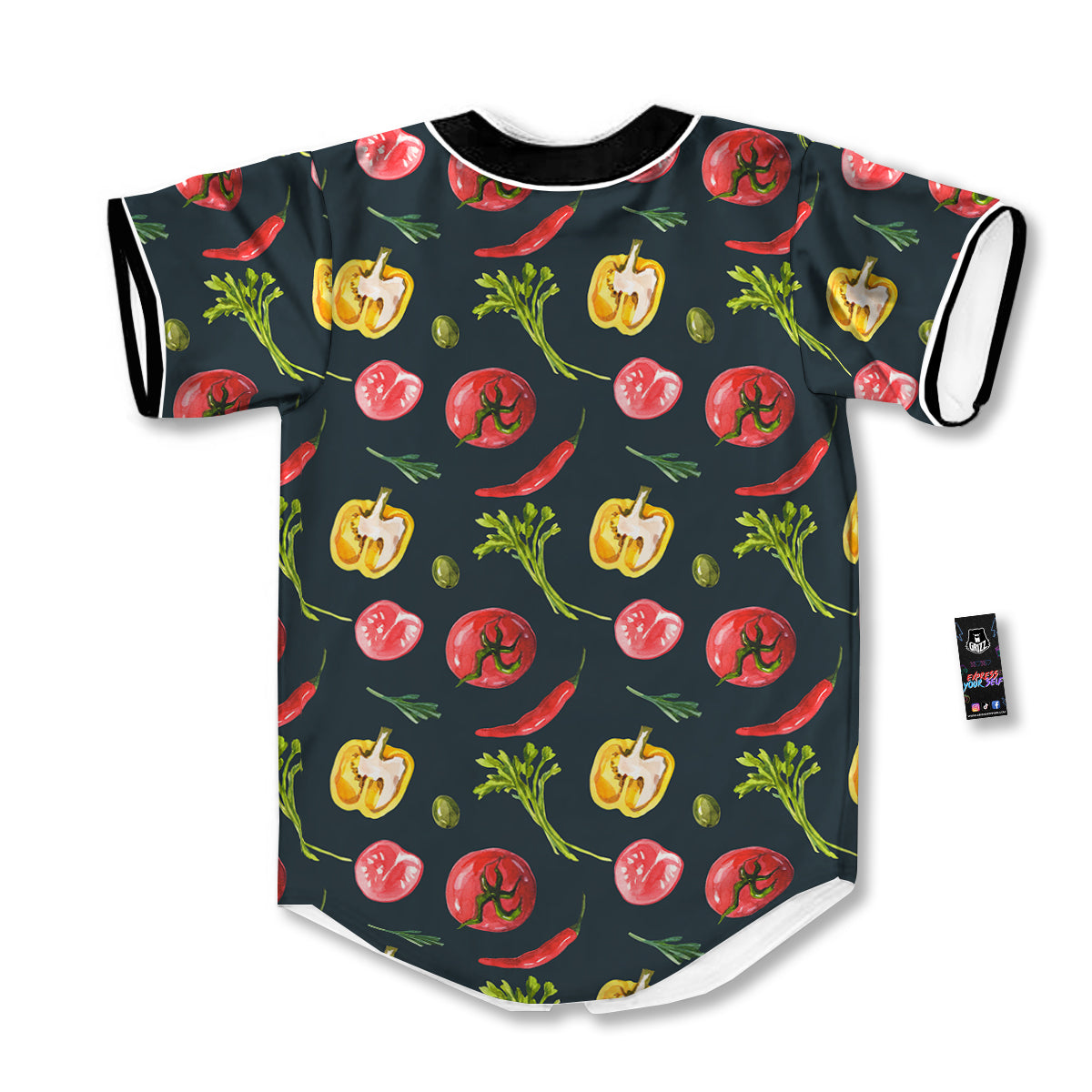 Vegan Watercolor Print Pattern Baseball Jersey-grizzshop