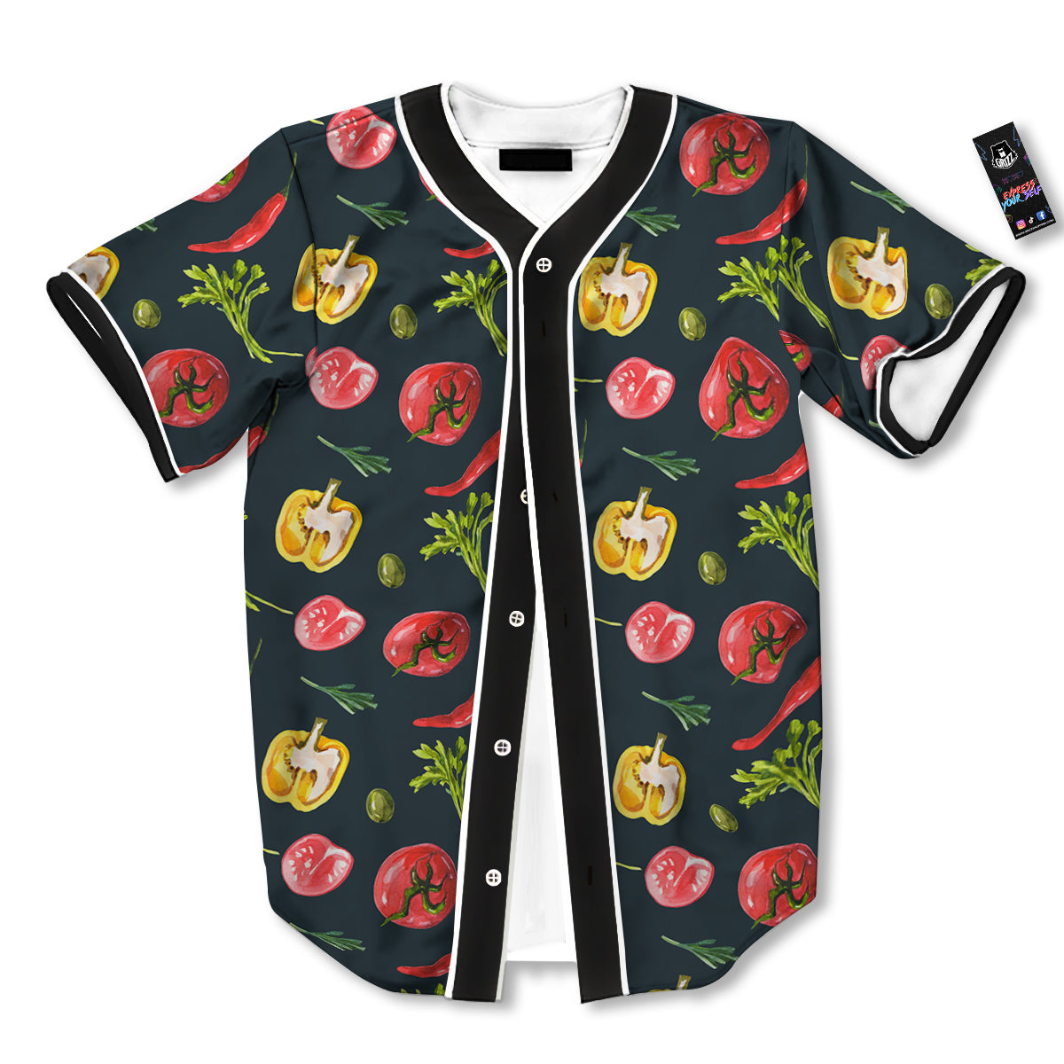 Vegan Watercolor Print Pattern Baseball Jersey-grizzshop