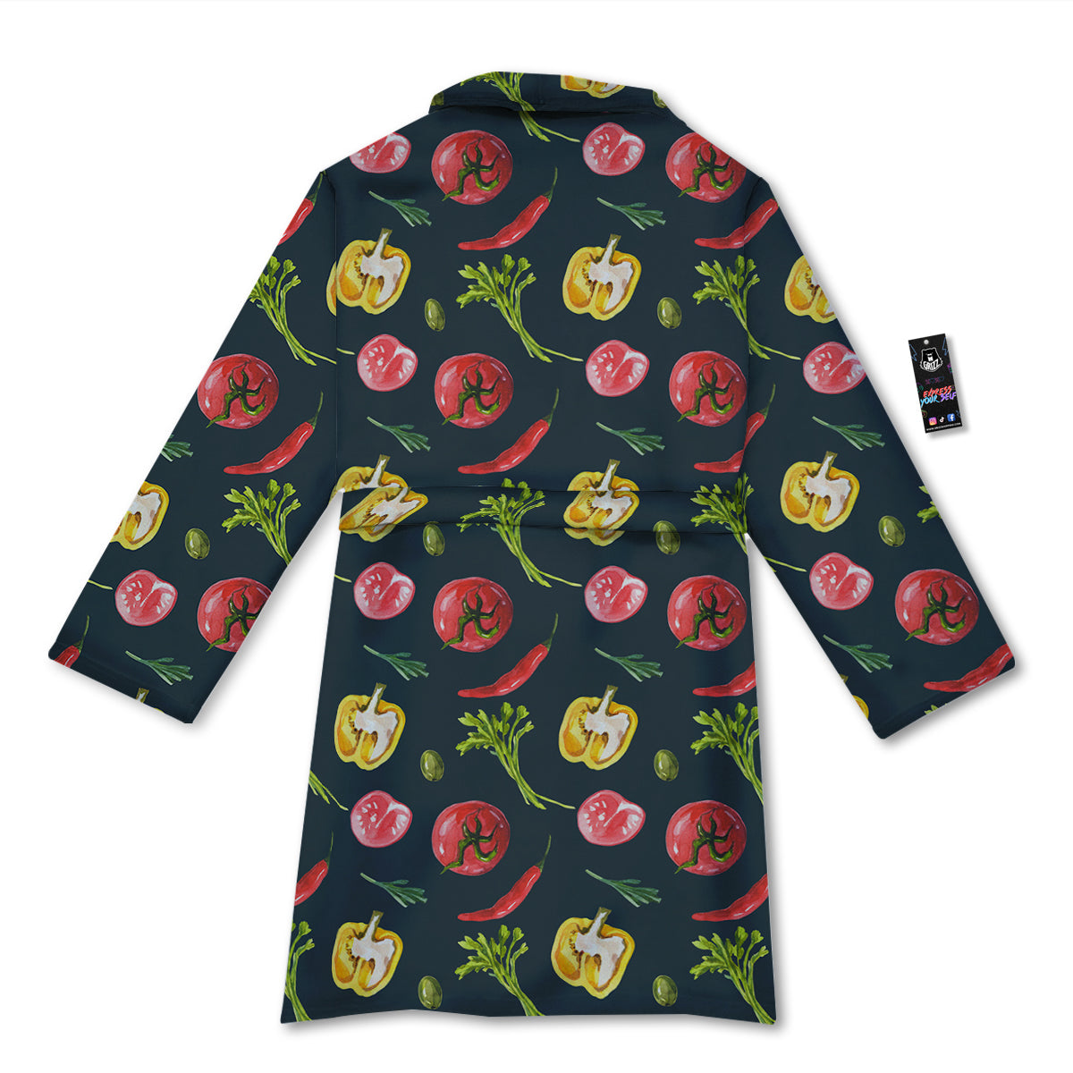 Vegan Watercolor Print Pattern Bathrobe-grizzshop