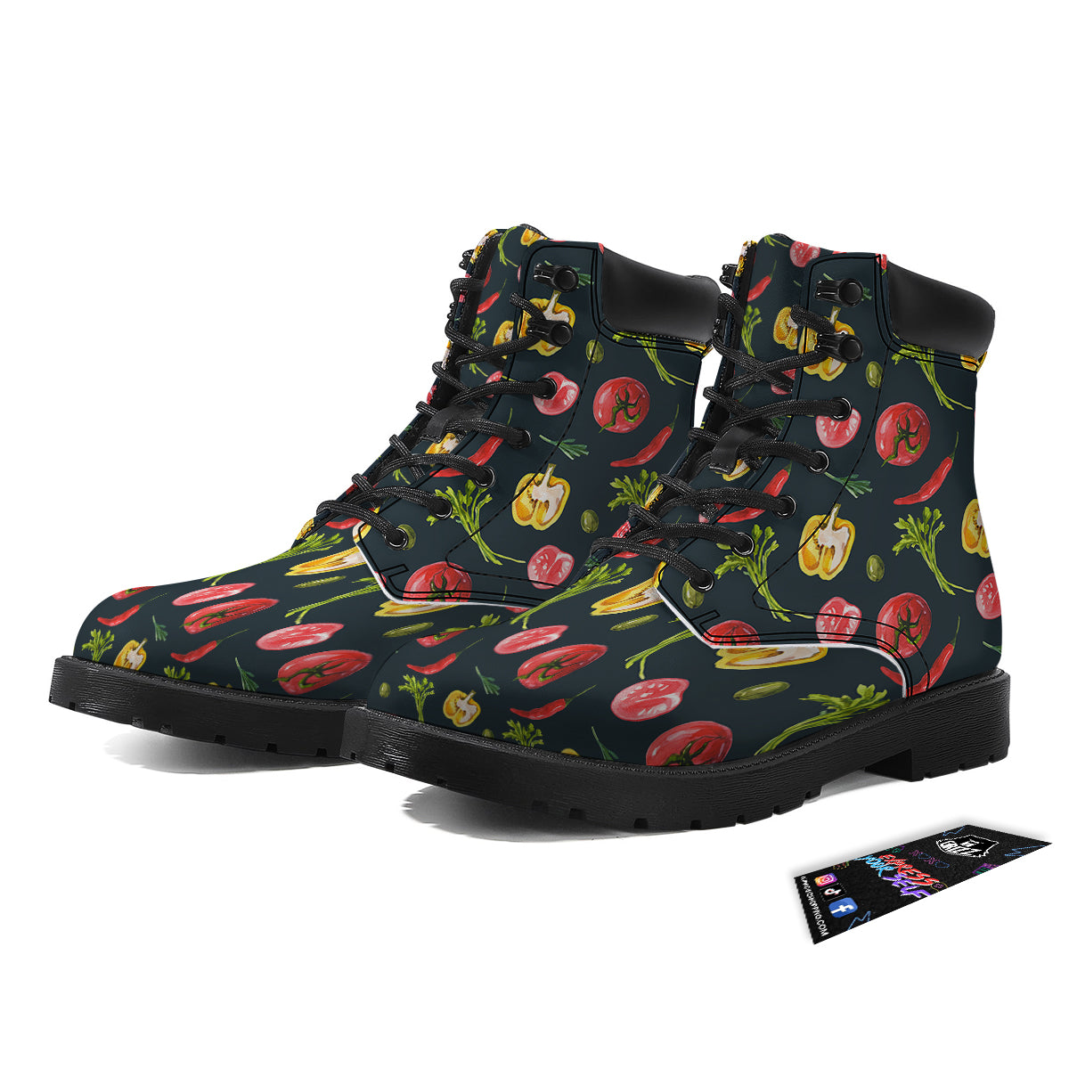 Vegan Watercolor Print Pattern Boots-grizzshop