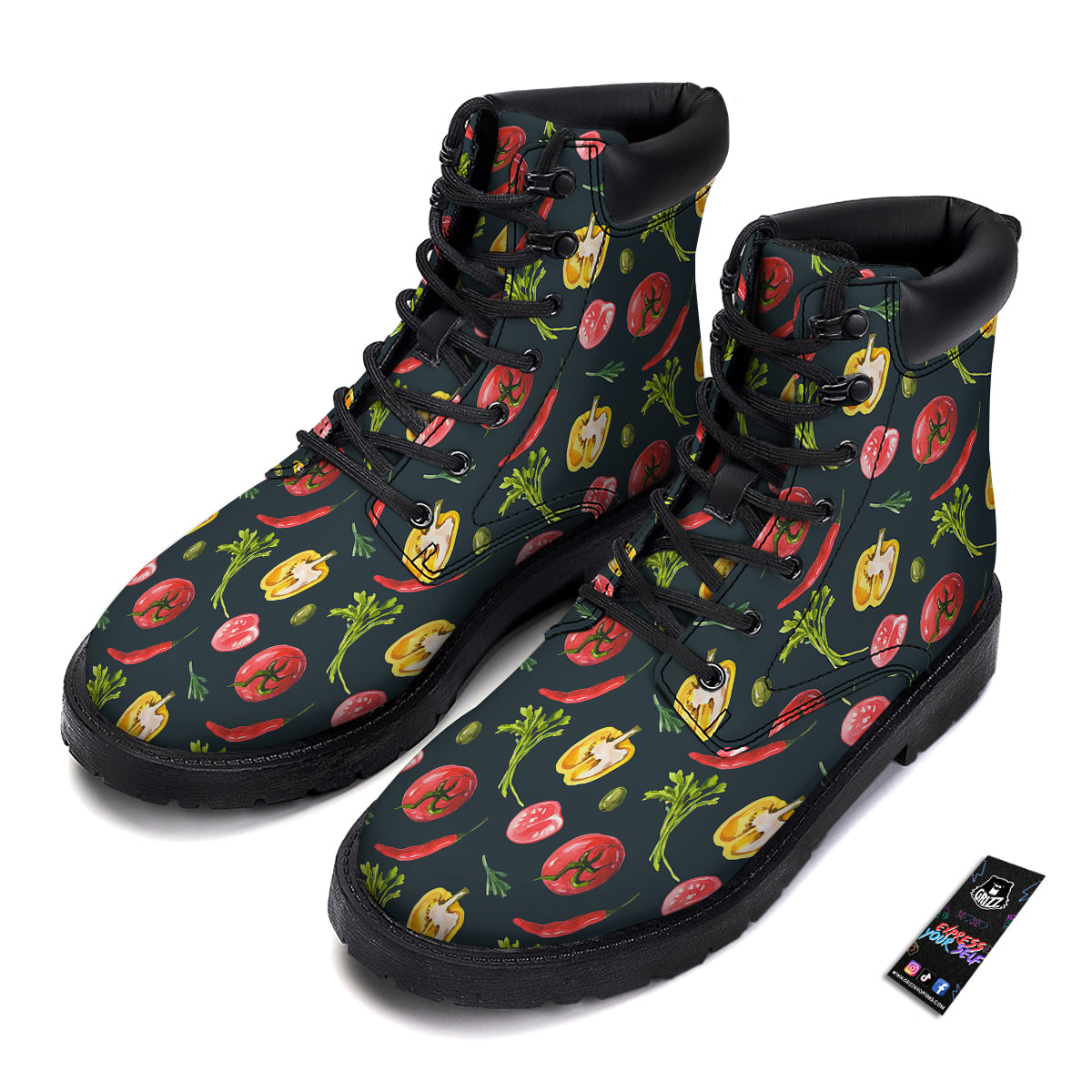 Vegan Watercolor Print Pattern Boots-grizzshop