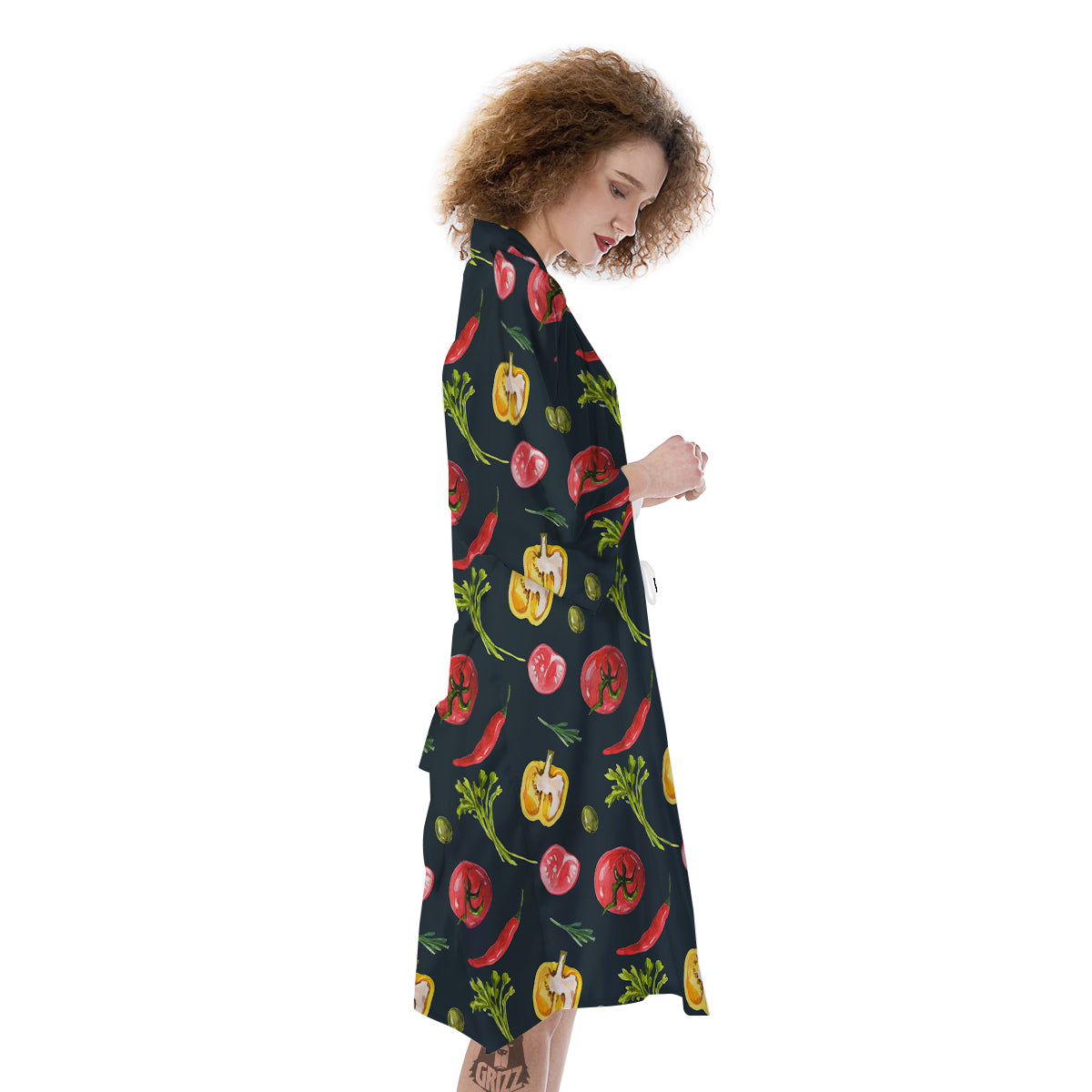 Vegan Watercolor Print Pattern Kimono-grizzshop